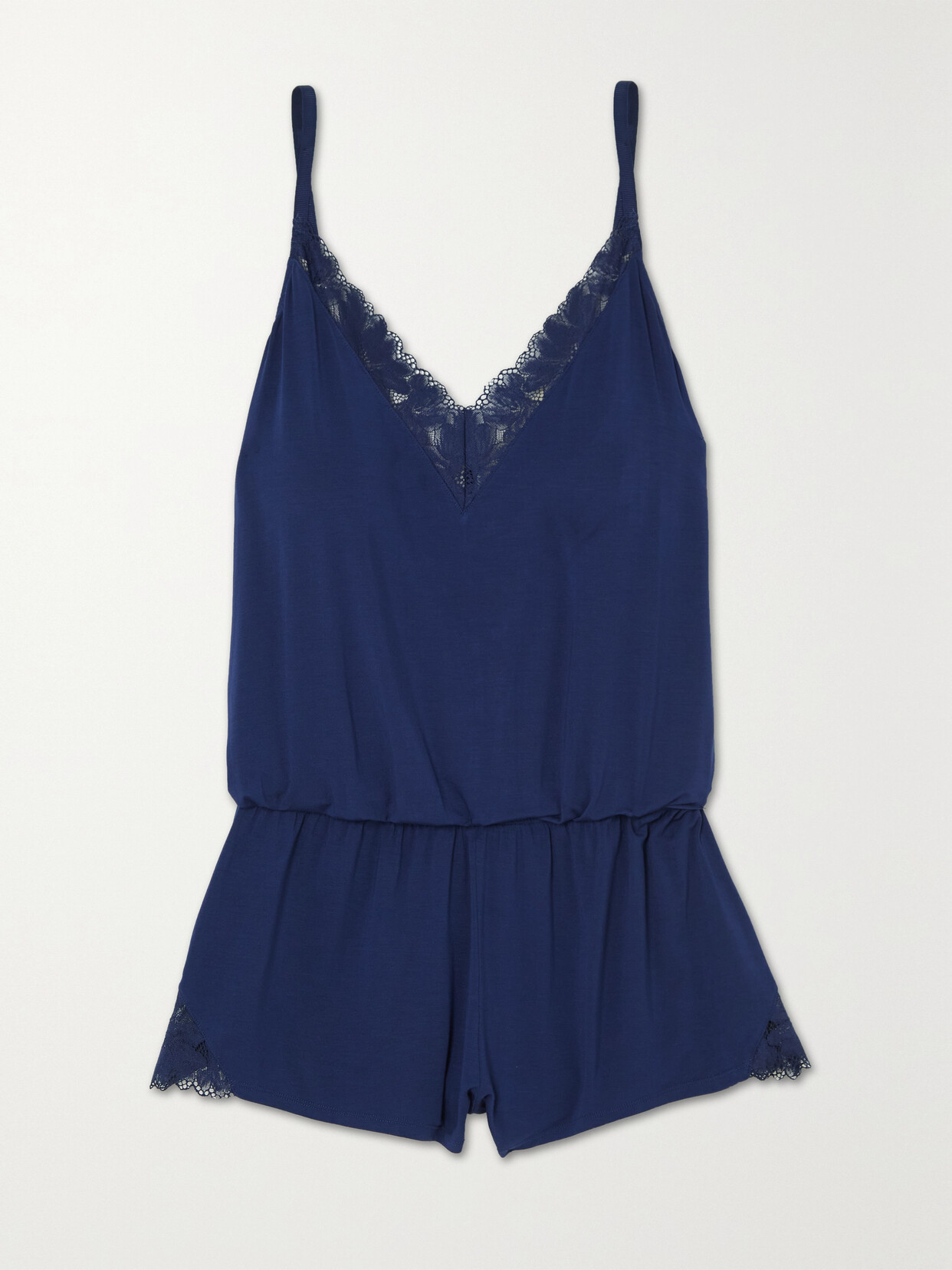 Eberjey - Rosalia Lace-trimmed Stretch-modal Playsuit - Blue