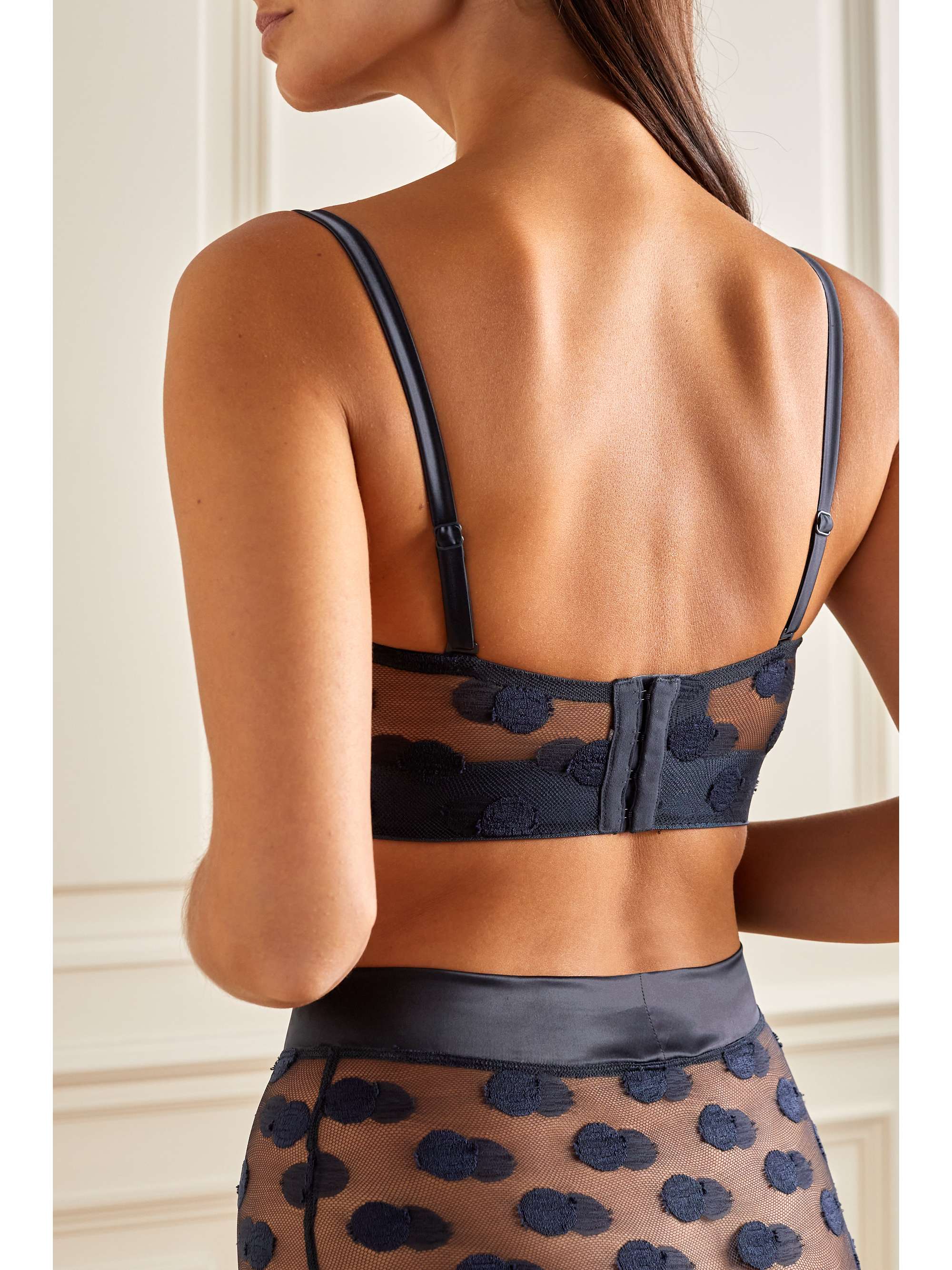 ERES Caresses polka-dot stretch-Leavers lace and satin underwired bustier bra