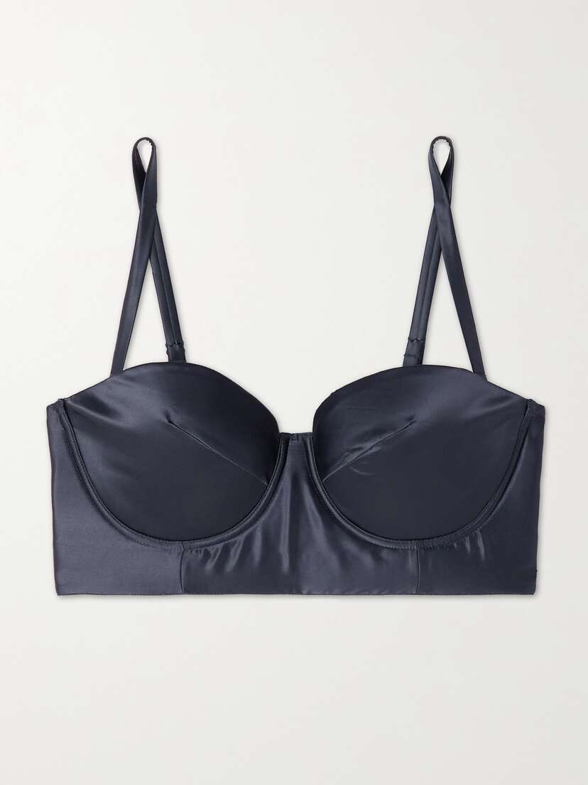 Eres Caresses Polka-dot Stretch-leavers Lace And Satin Underwired Bustier Bra