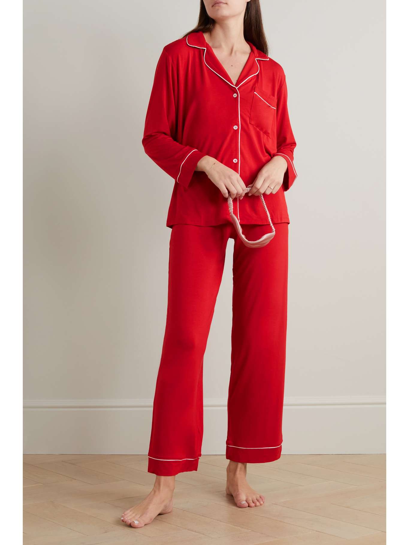 EBERJEY Gisele piped stretchmodal pajama set NETAPORTER