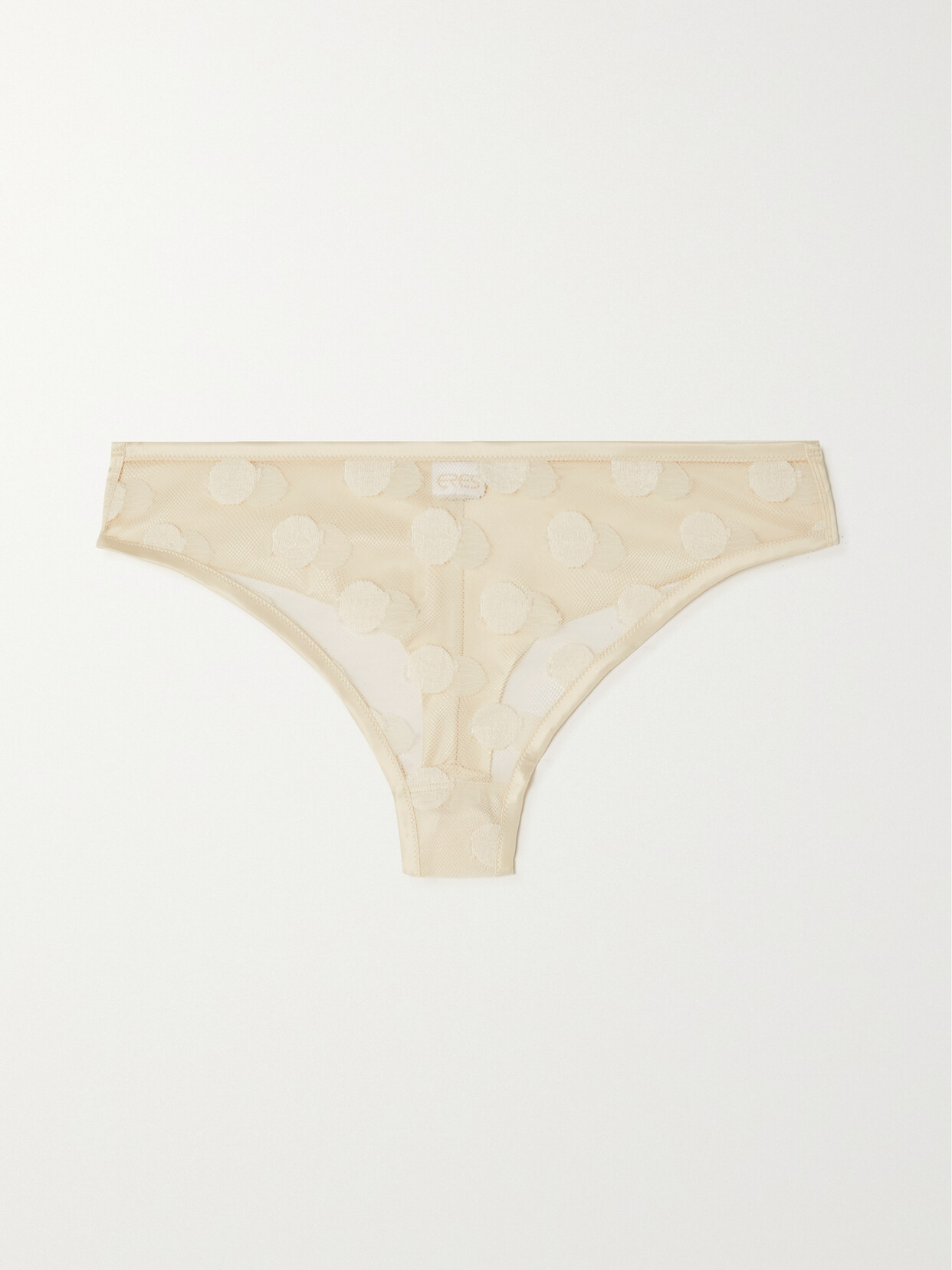 Eres Autan Polka-dot Stretch-leavers Lace And Satin Briefs In White