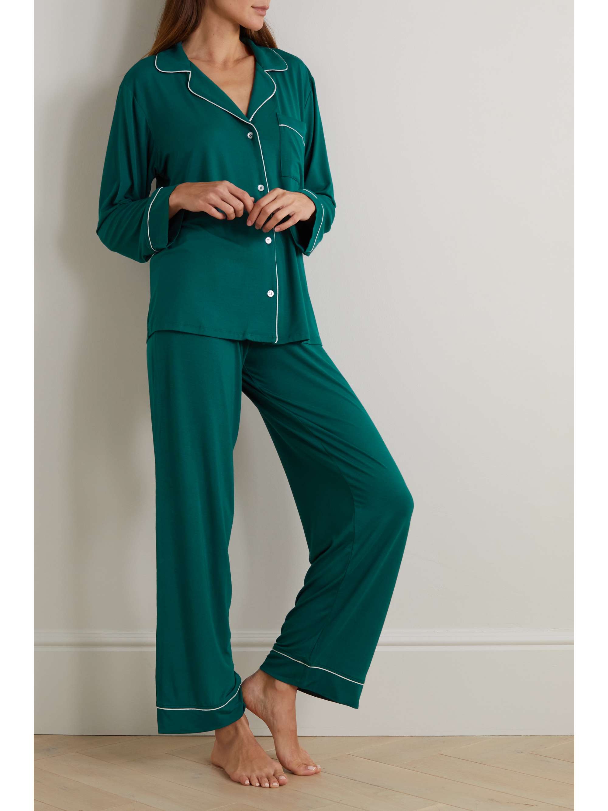 EBERJEY Gisele piped stretchmodal pajama set NETAPORTER