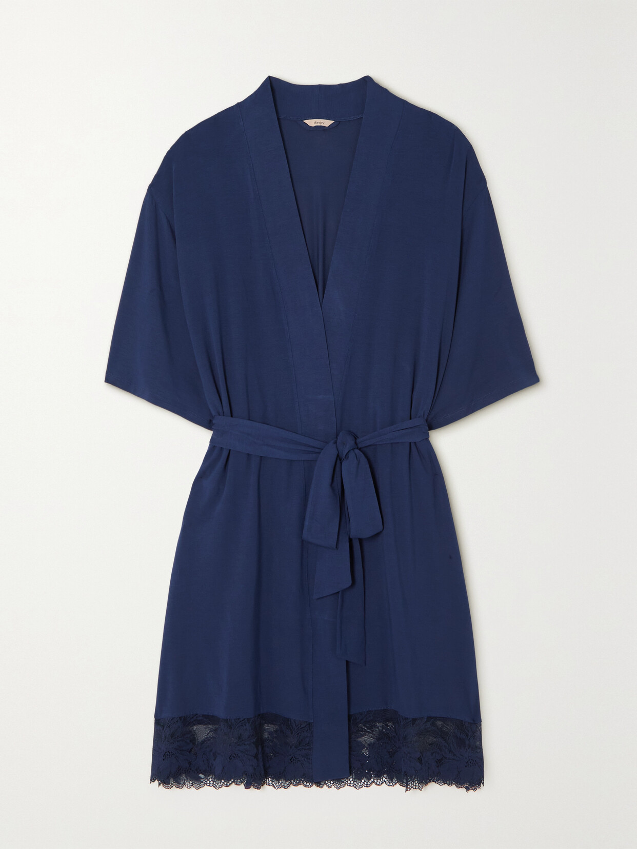 EBERJEY ROSALIA LACE-TRIMMED STRETCH-MODAL ROBE