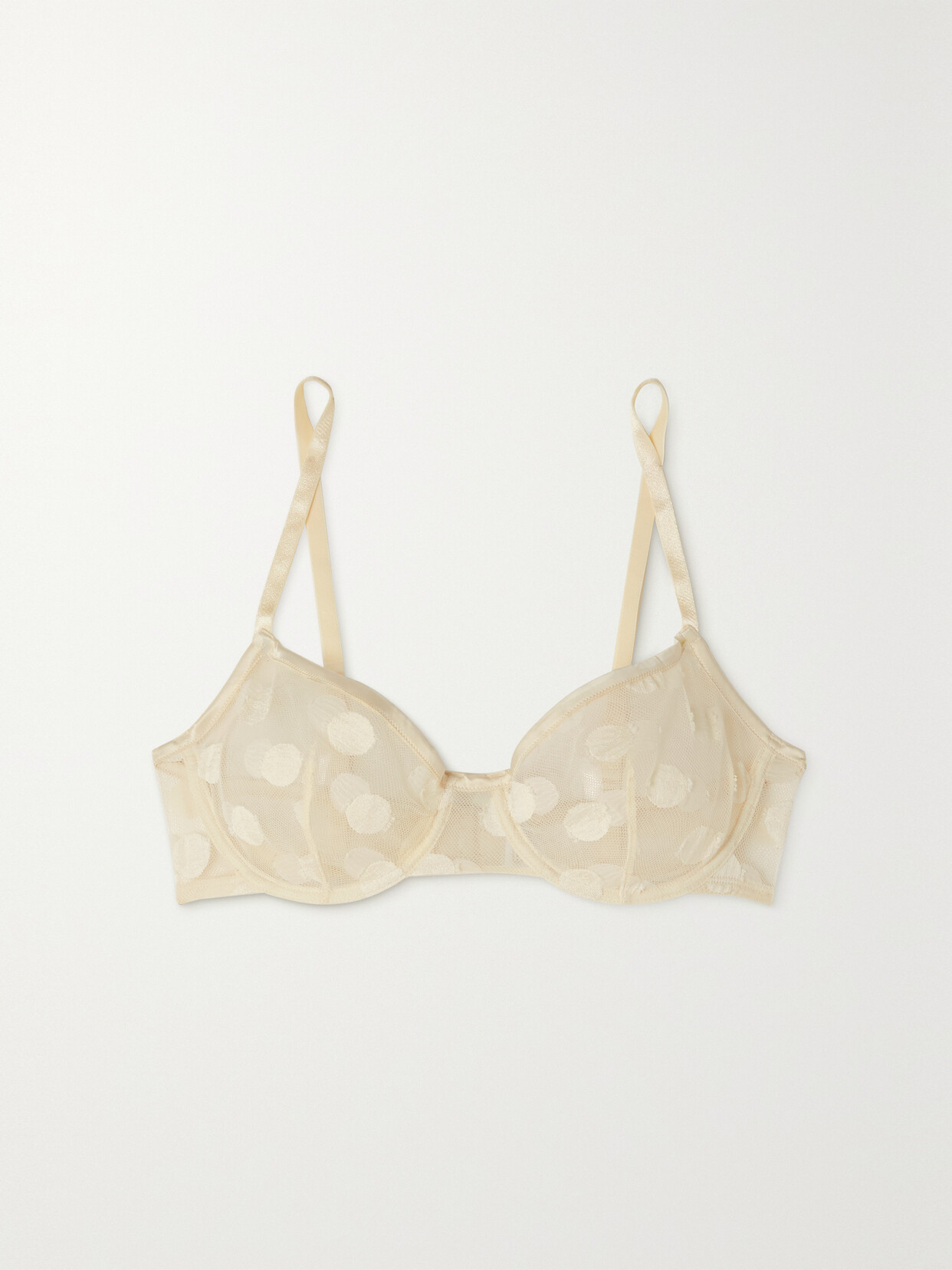 Eres Tourbillon Polka-dot Stretch-leavers Lace Underwired Balconette Bra In White