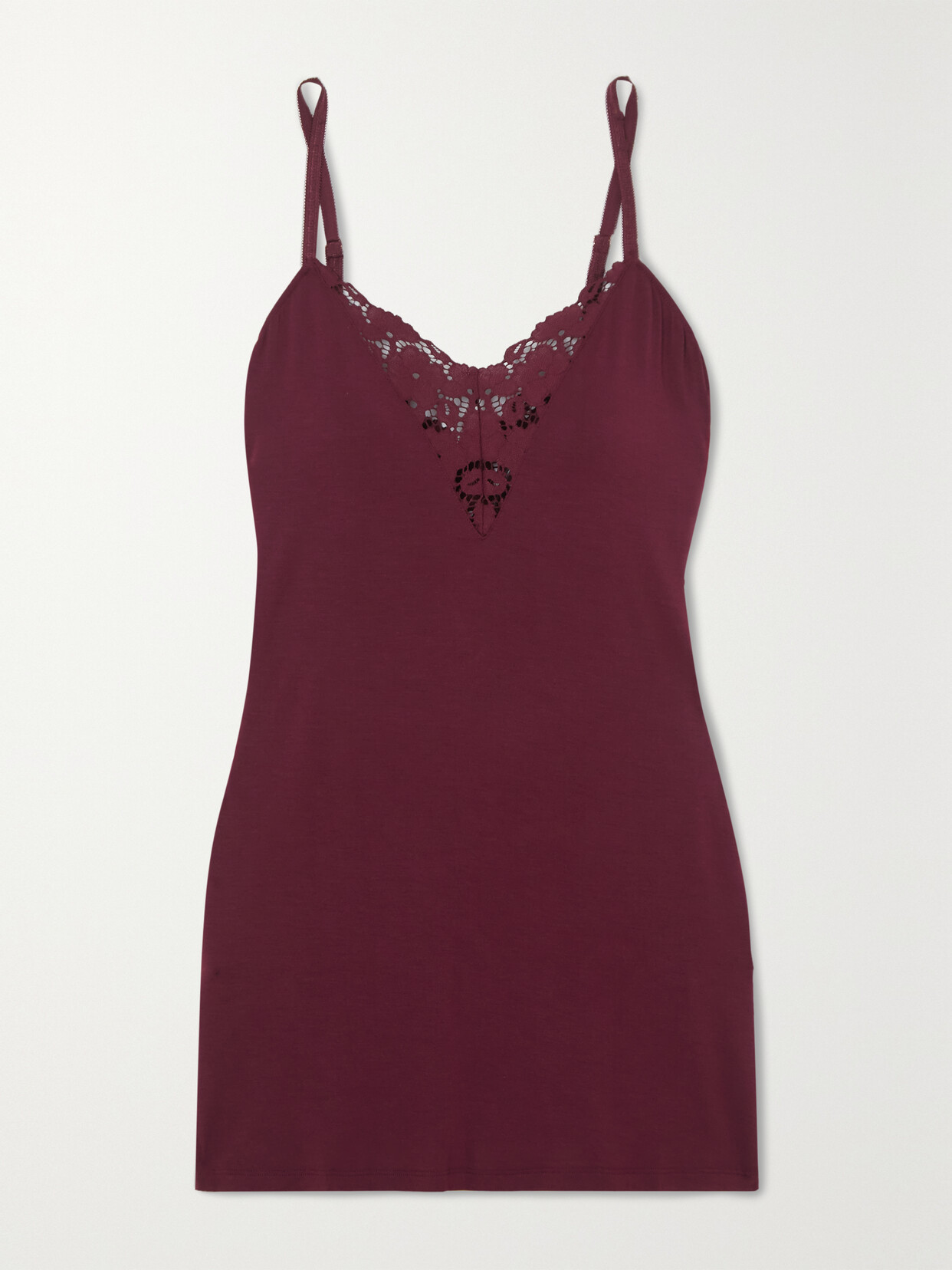 Eberjey - Naya Lace-trimmed Stretch-tencel Modal Chemise - Burgundy