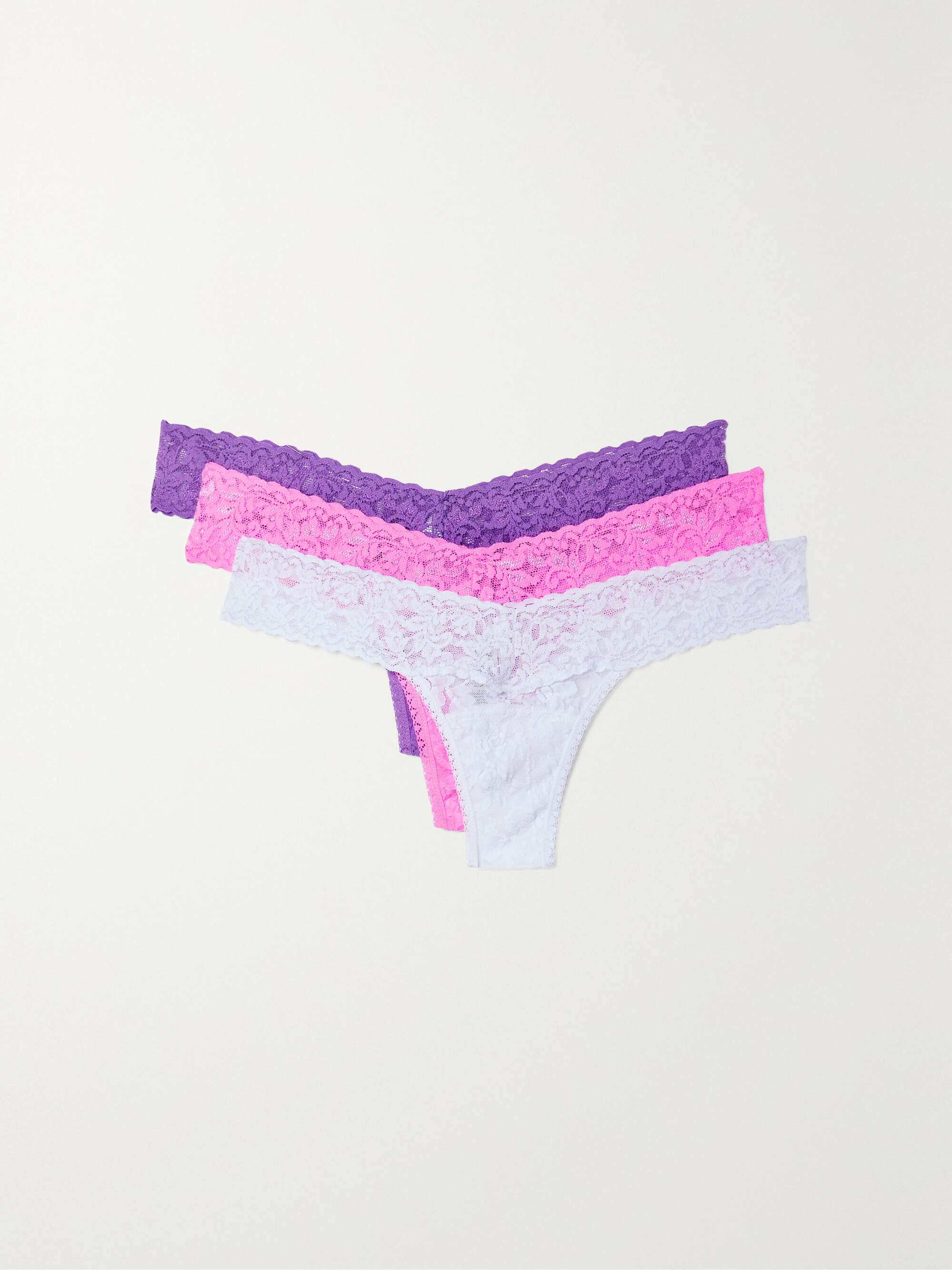 HANKY PANKY Signature set of three lowrise stretchlace thongs NETA