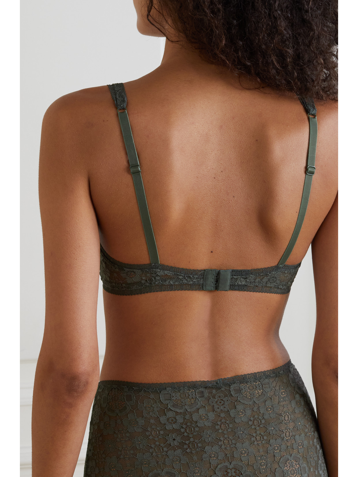 Shop Eres Heureux Stretch-lace Soft-cup Triangle Bra In Green