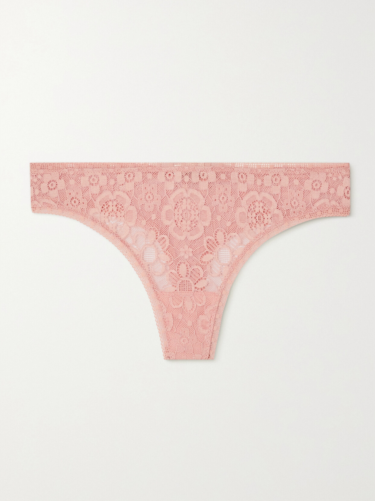Eres Frivole Lace-panel Thong In Pink