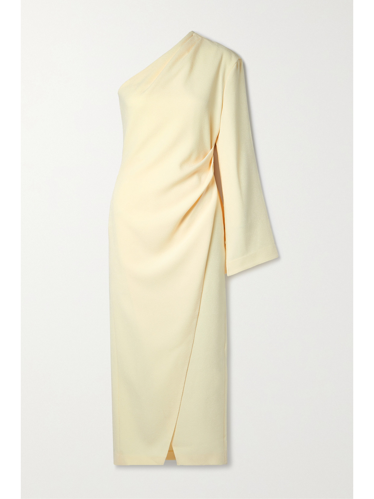 Nanushka Florence One-shoulder Asymmetric Midi Wrap Dress In Cream