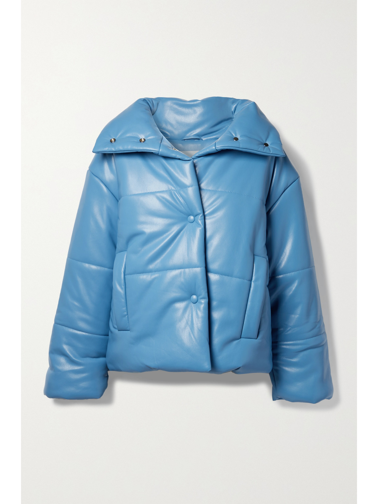 Nanushka Hide Padded Vegan Faux-leather Puffer Jacket In Blue