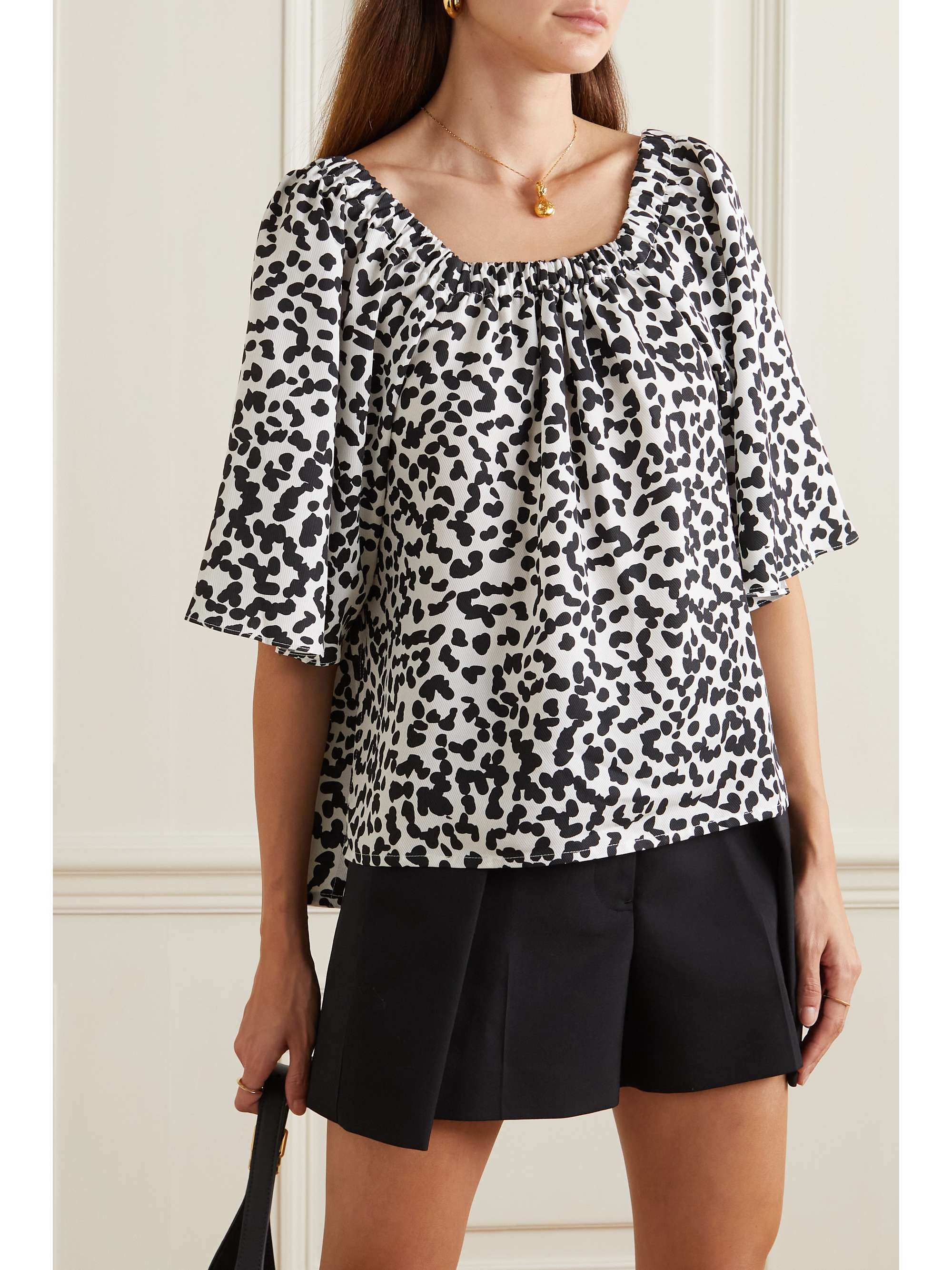 MOTHER OF PEARL Etta gathered printed TENCEL Lyocell blouse