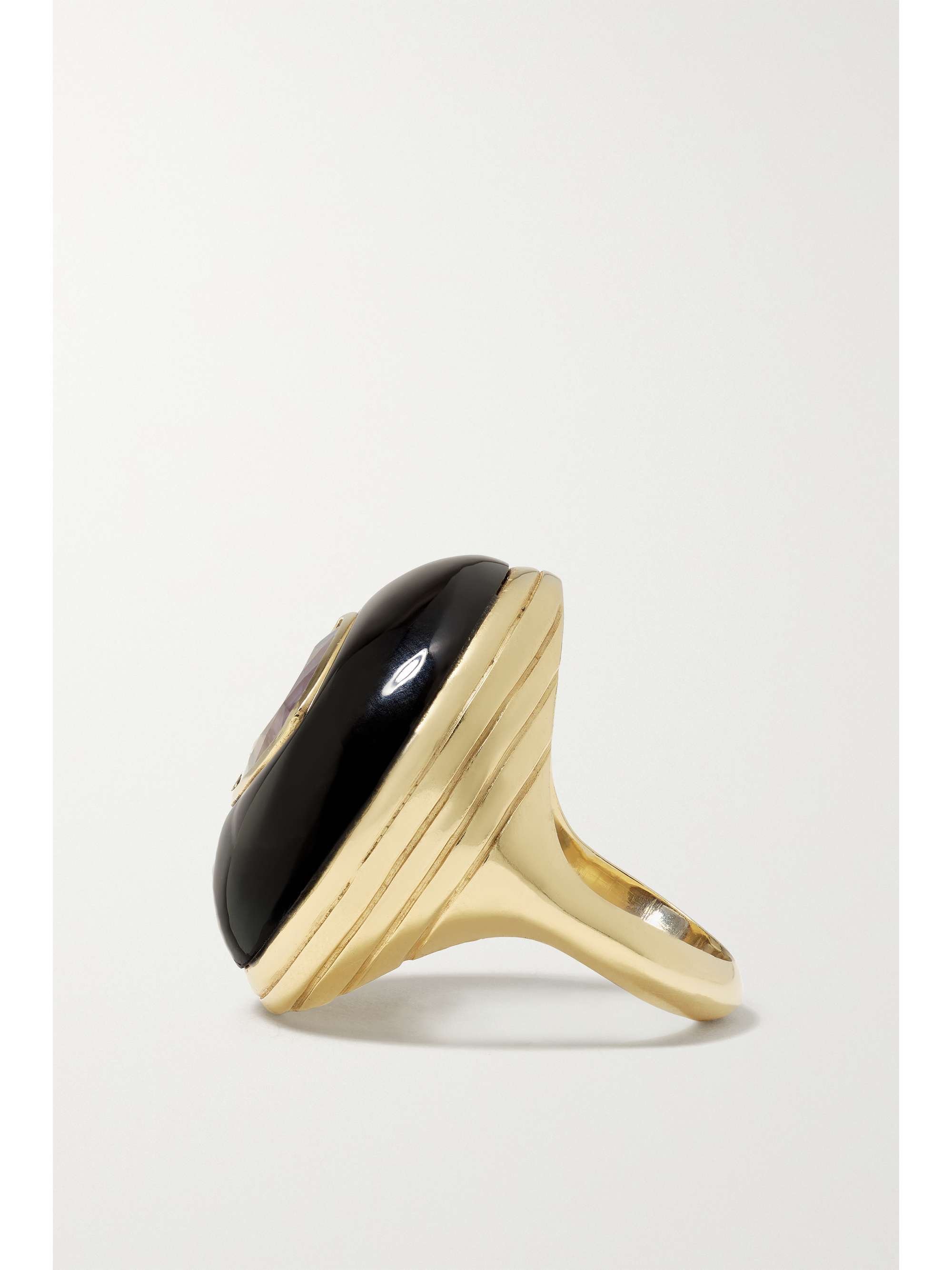RETROUVAÍ Lollipop small 14-karat gold, onyx and tanzanite ring