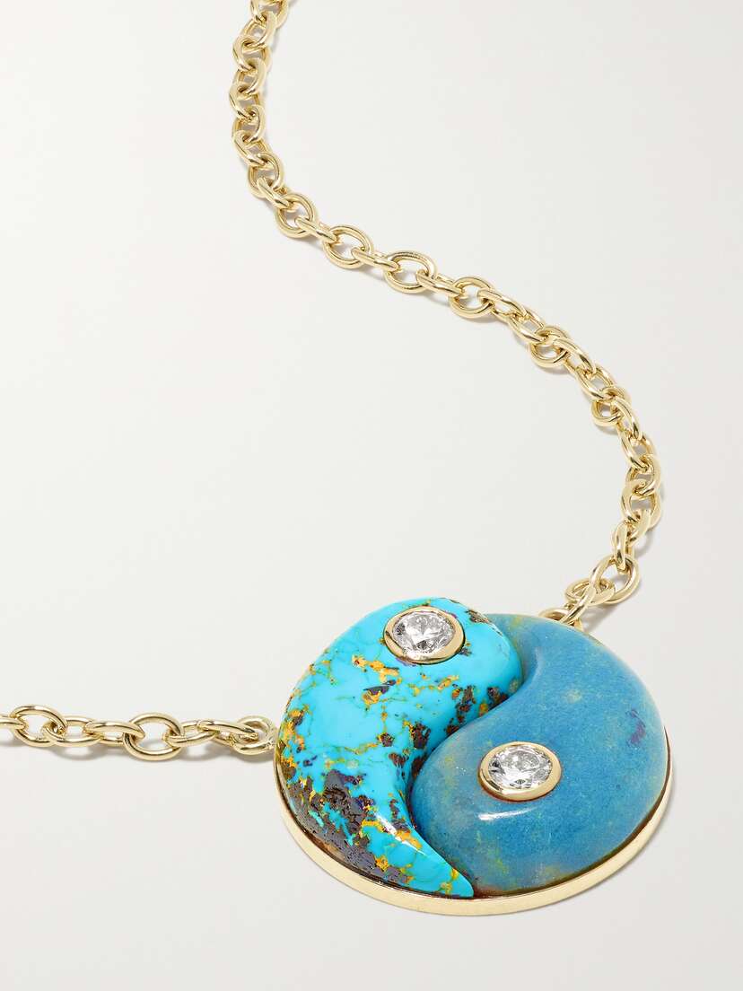 Retrouvaí Yin Yang 14-karat Gold Multi-stone Necklace