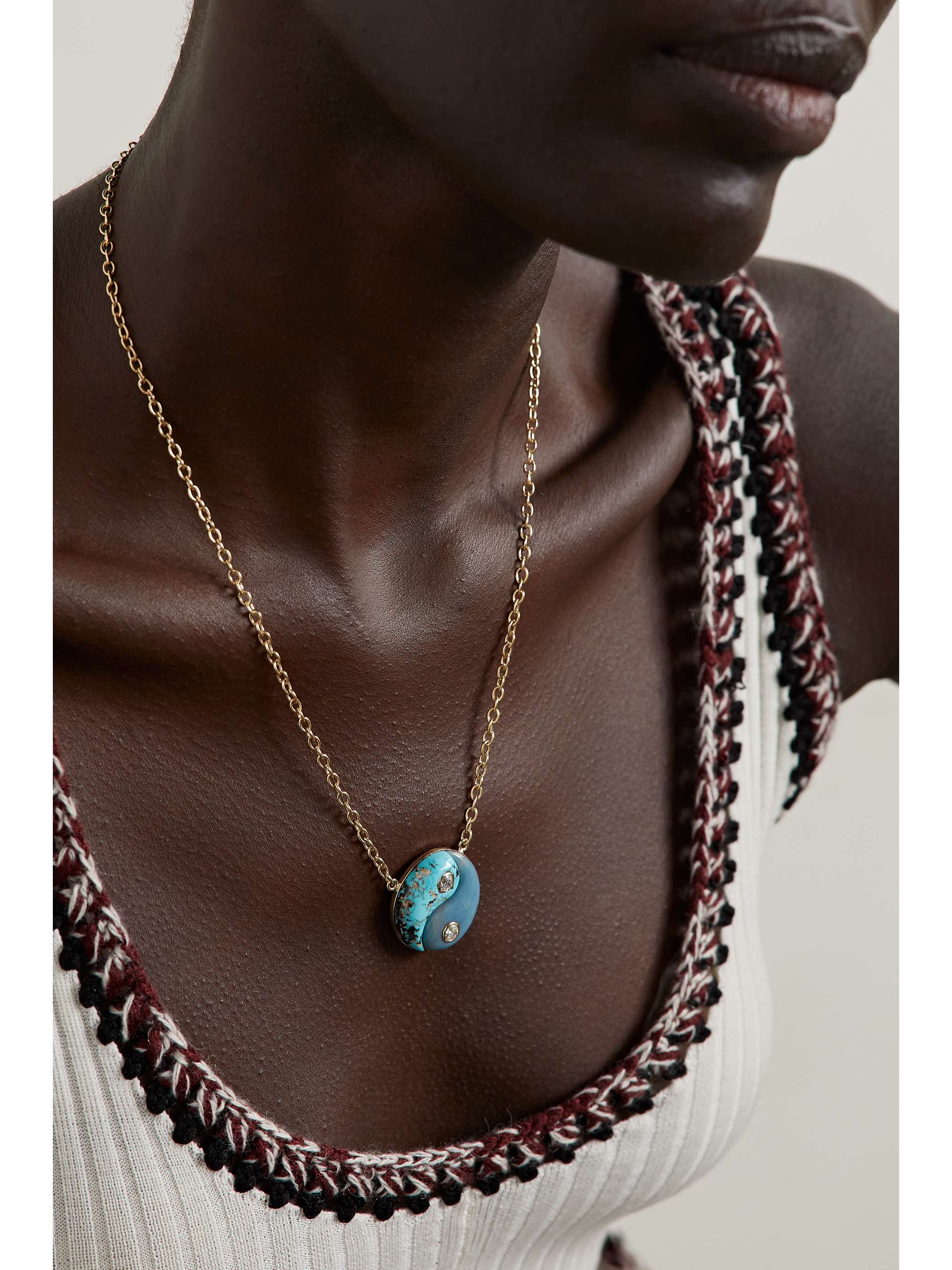 RETROUVAÍ Yin Yang 14-karat gold multi-stone necklace