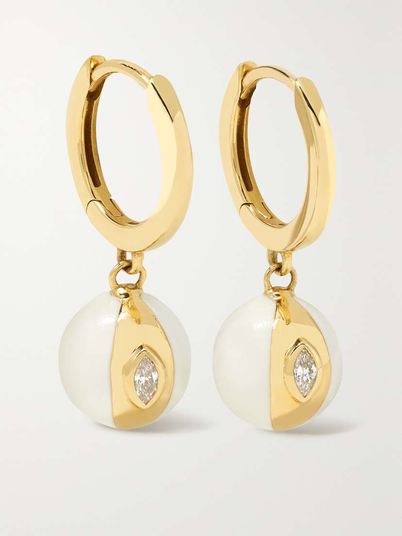 Almasika Terra Nova 18-karat Gold, Enamel And Diamond Earrings