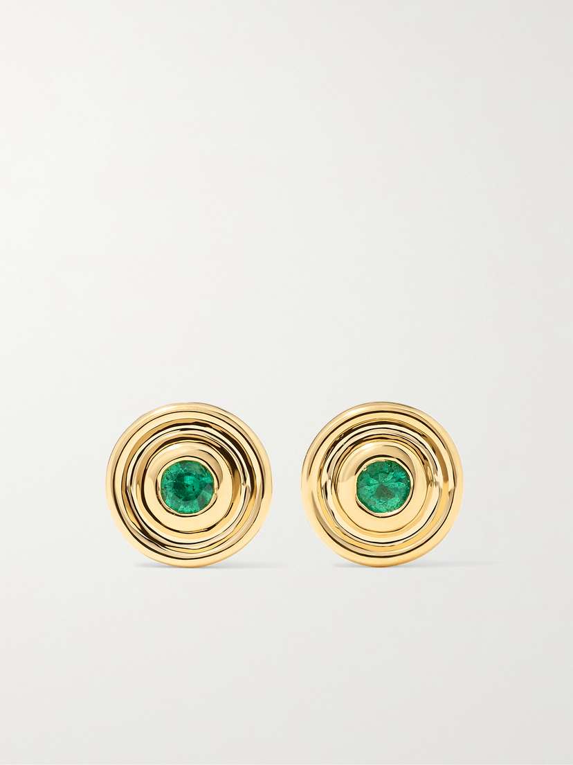 Almasika Mini Universum 18-karat Gold Emerald Earrings