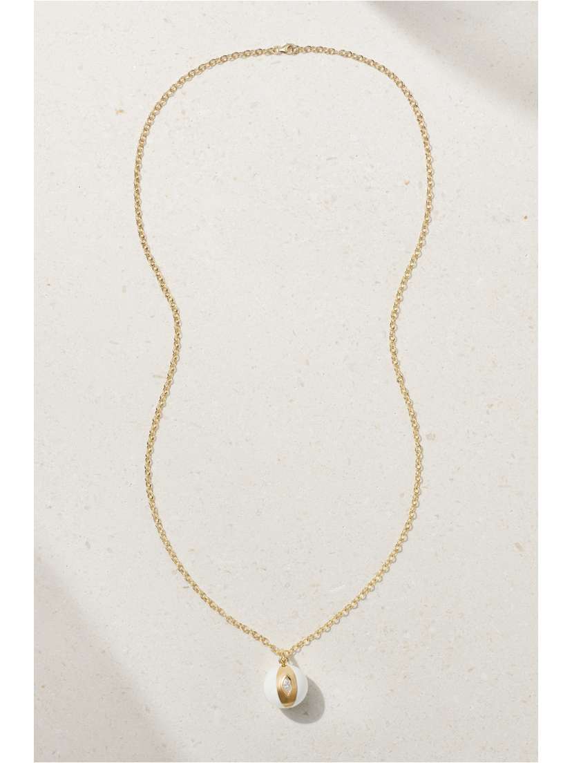 Almasika Terra Nova Globe 18-karat Gold, Enamel And Diamond Necklace