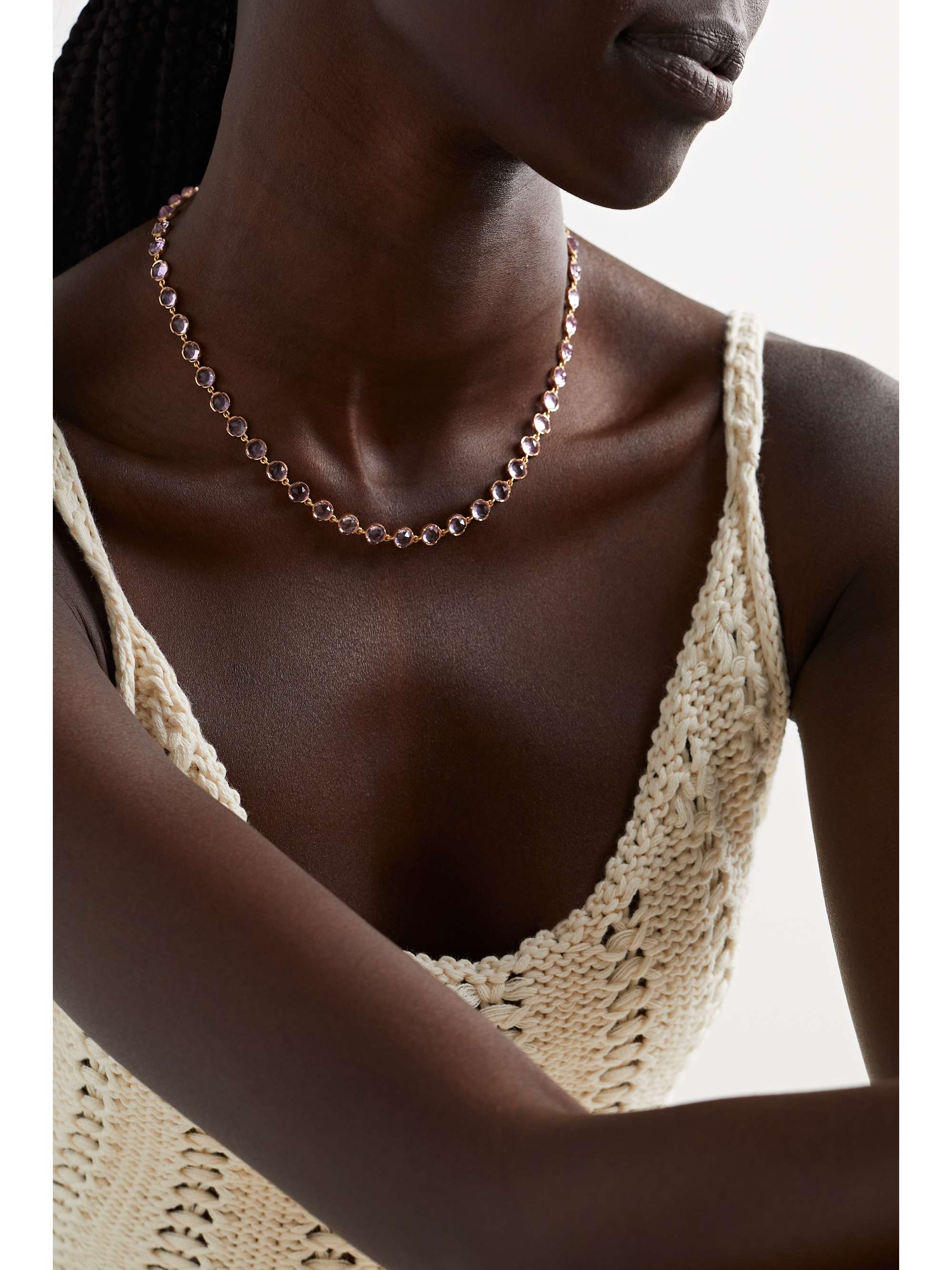 IRENE NEUWIRTH Classic 18-karat rose gold amethyst necklace