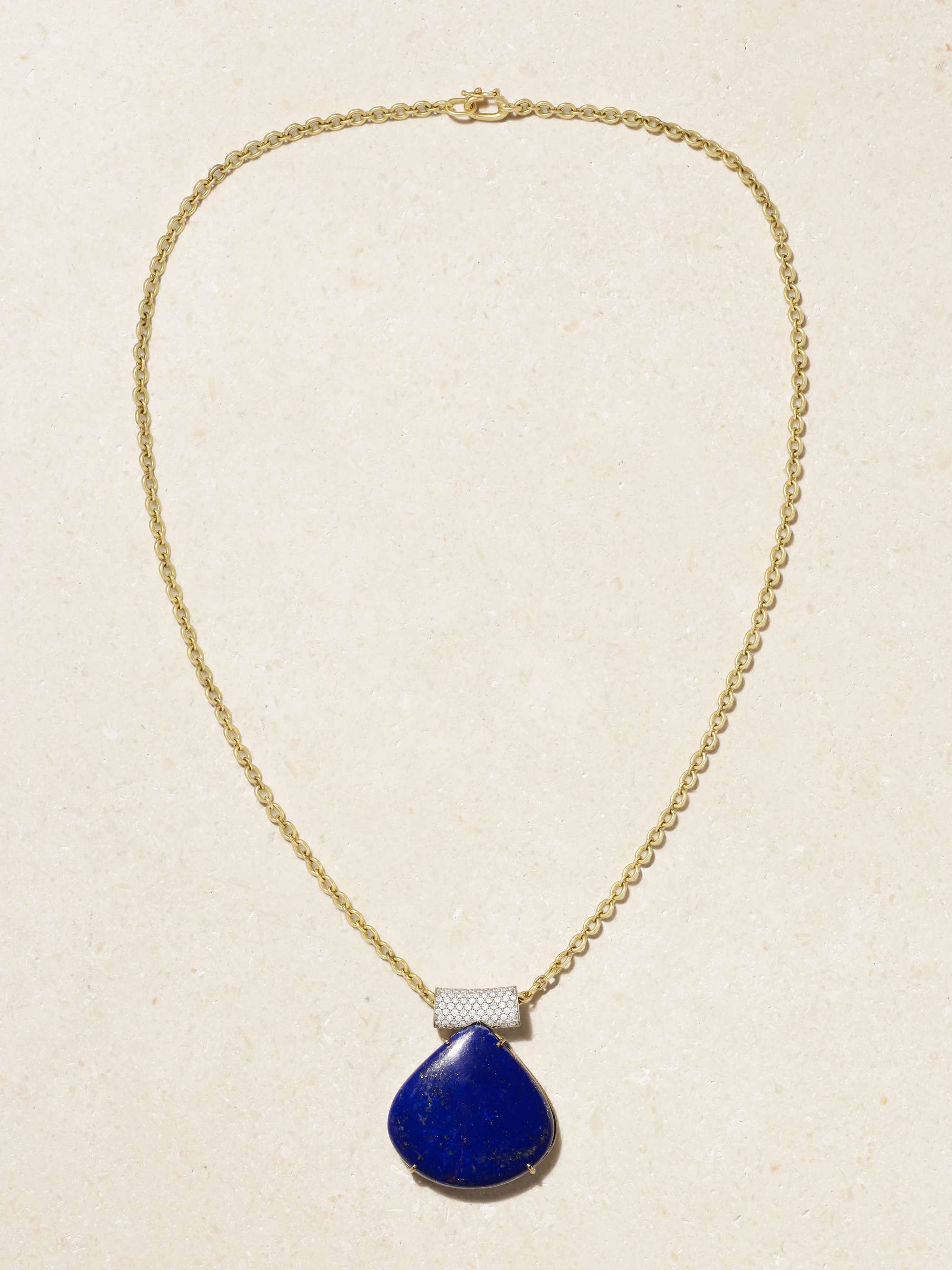 IRENE NEUWIRTH 18-karat yellow and white gold, lapis lazuli and diamond necklace