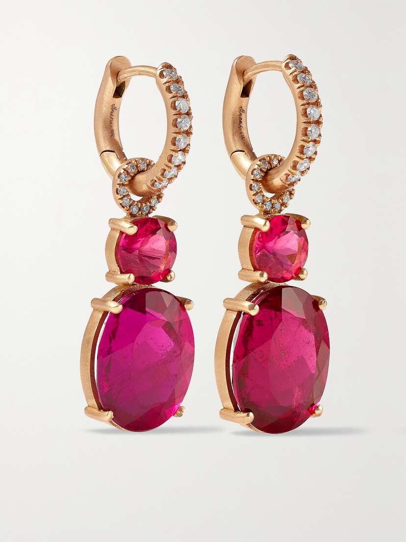 Irene Neuwirth Gemmy Gem 18-karat Rose Gold, Rubellite And Diamond Earrings