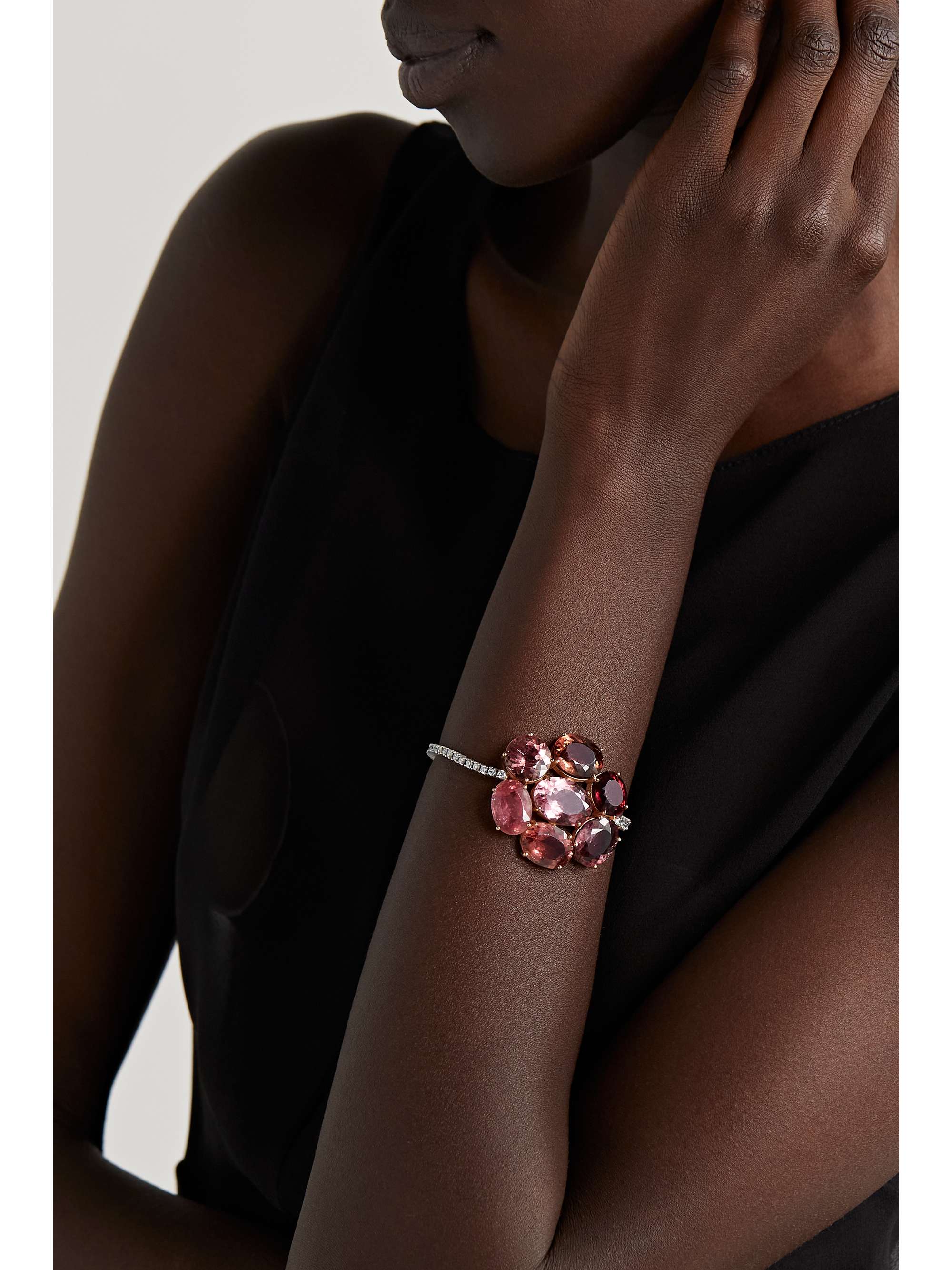 IRENE NEUWIRTH Gemmy Gem 18-karat rose and white gold tourmaline and diamond bracelet