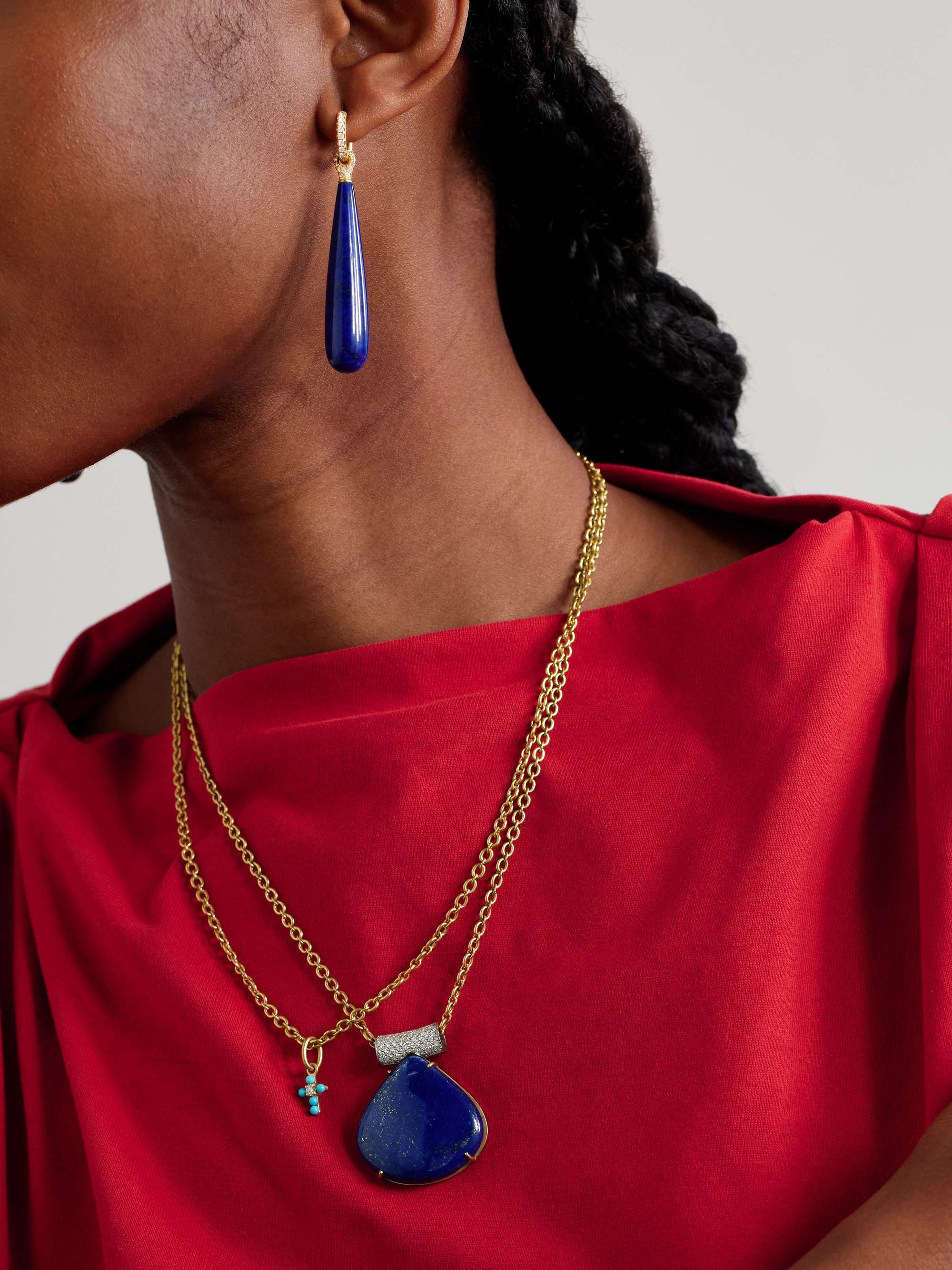 IRENE NEUWIRTH 18-karat gold, lapis lazuli and diamond earrings