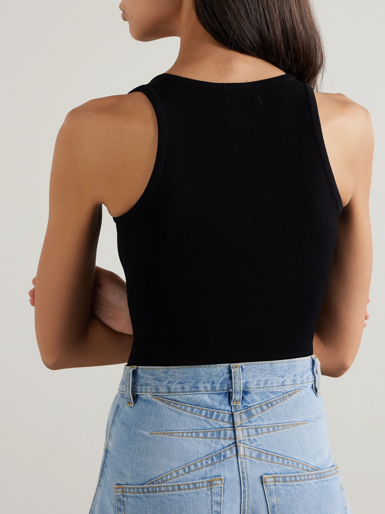 Shop Alaïa Editions Stretch-knit Bodysuit In Black