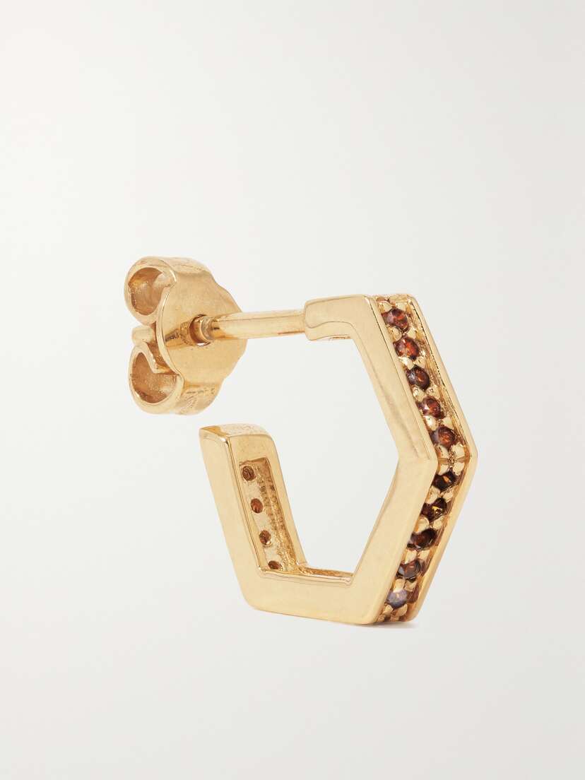 KOLOURS JEWELRY Hexagon Small 18-karat Gold Diamond Single Hoop Earring