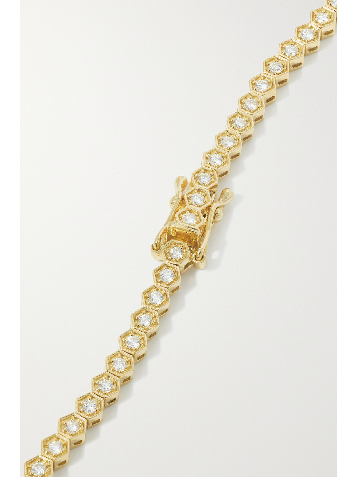 KOLOURS JEWELRY HEXAGON MEDIUM 18-KARAT GOLD DIAMOND TENNIS NECKLACE 