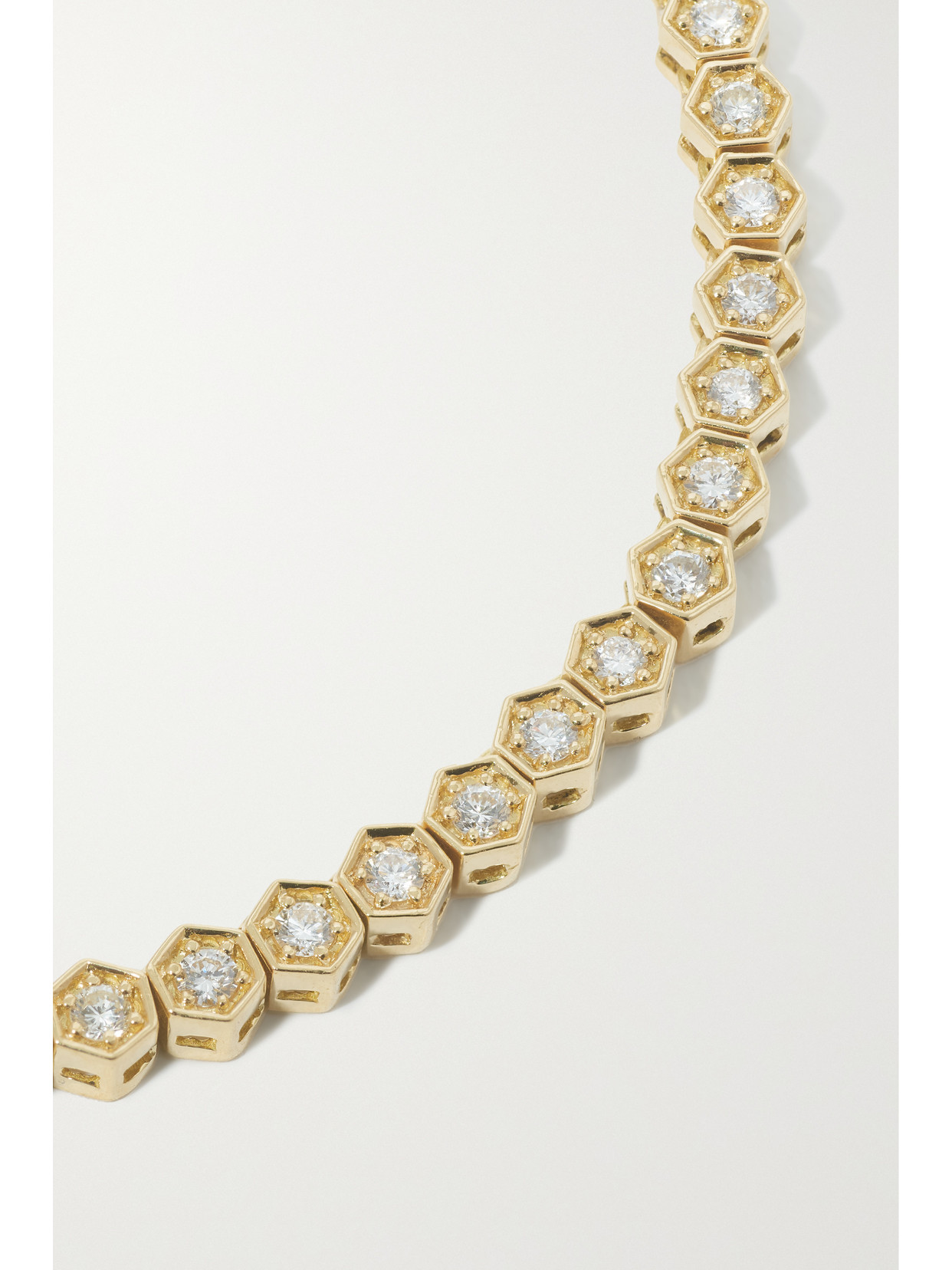 KOLOURS JEWELRY HEXAGON MEDIUM 18-KARAT GOLD DIAMOND TENNIS NECKLACE 