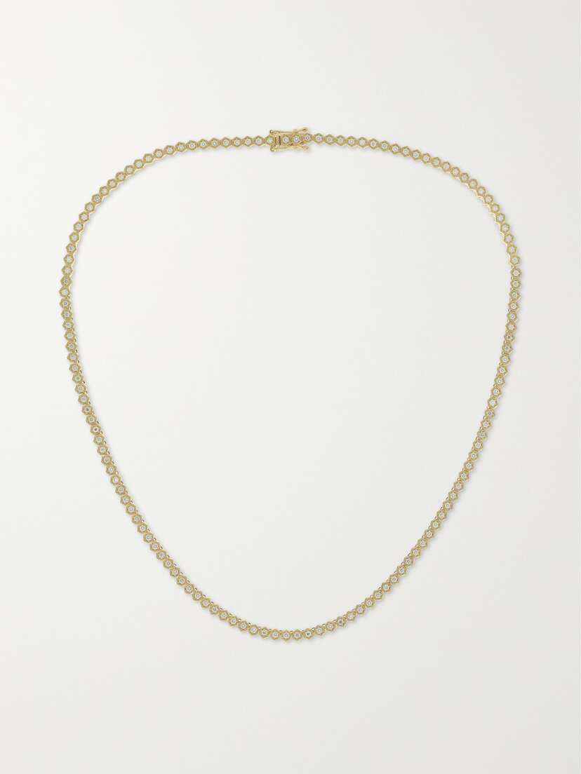 KOLOURS JEWELRY Hexagon Medium 18-karat Gold Diamond Tennis Necklace