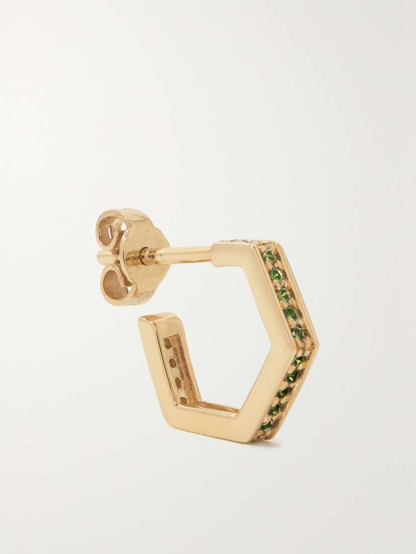 KOLOURS JEWELRY Hexagon Small 18-karat Gold Diamond Single Hoop Earring