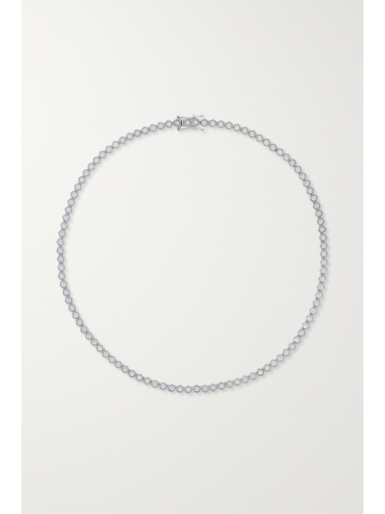 KOLOURS JEWELRY - Hexagon 18-karat White Gold Diamond Necklace - one size 22 Awaiting product image