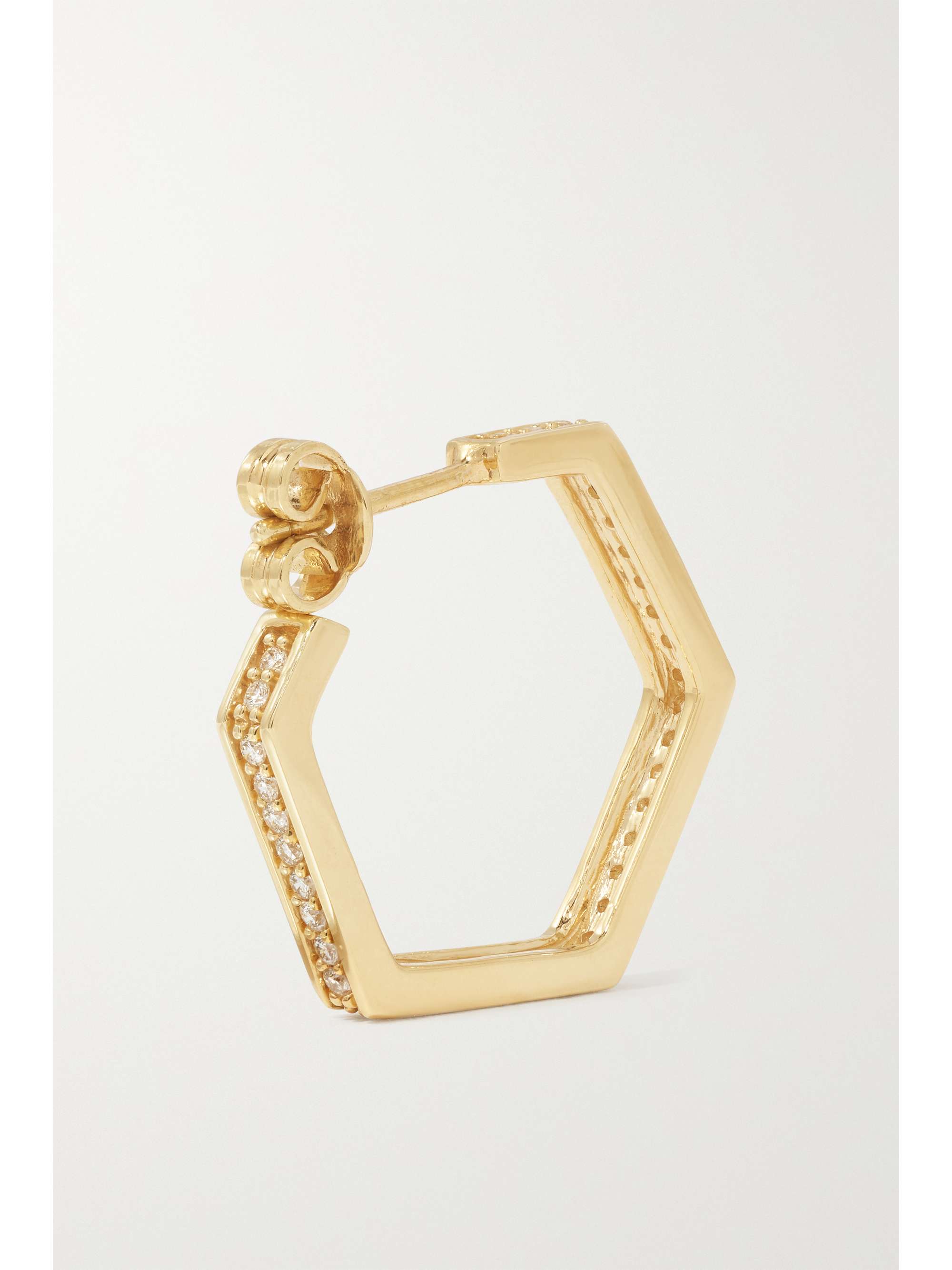 KOLOURS JEWELRY Hexagon large 18-karat gold diamond single hoop earring