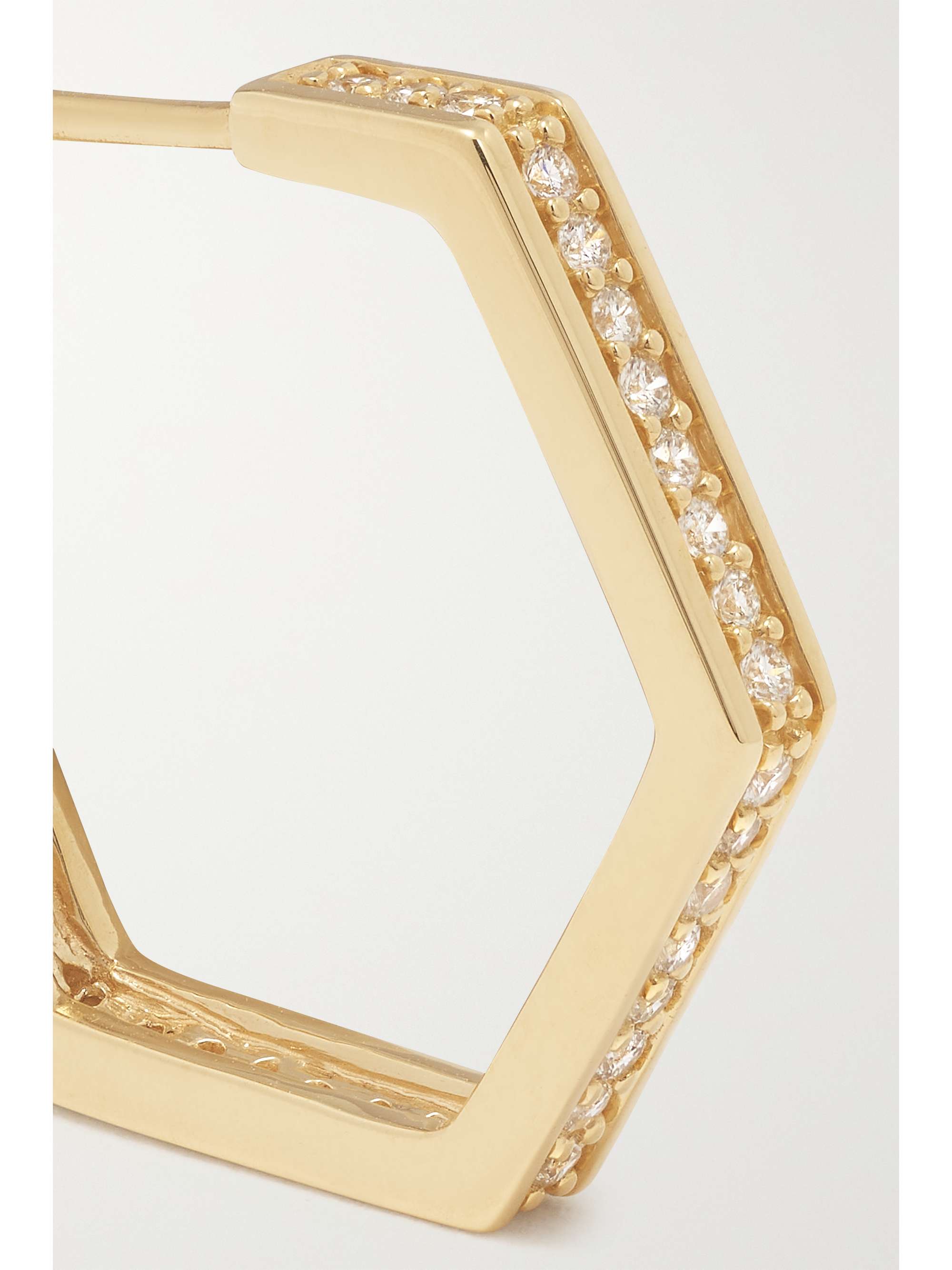 KOLOURS JEWELRY Hexagon large 18-karat gold diamond single hoop earring