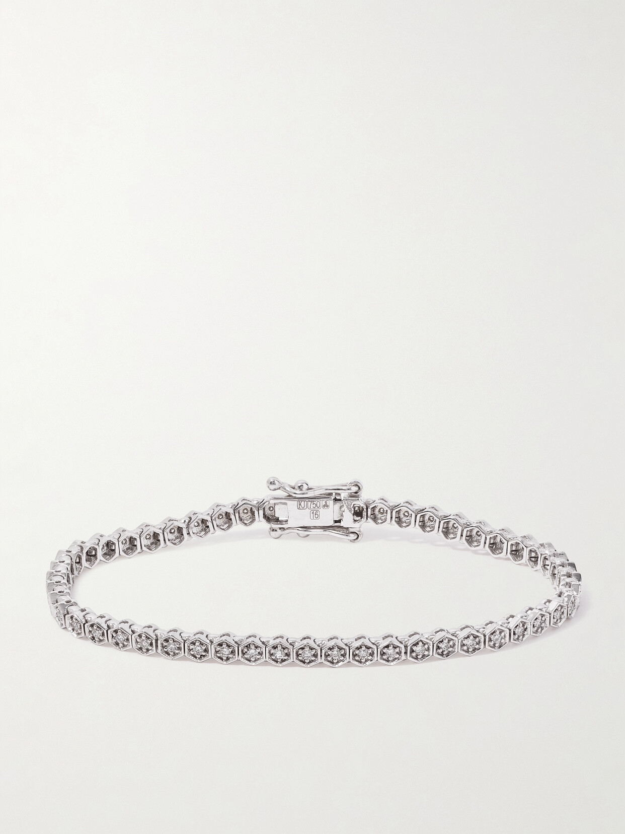 Kolours Jewelry Hexagon Small 18-karat White Gold Diamond Tennis Bracelet