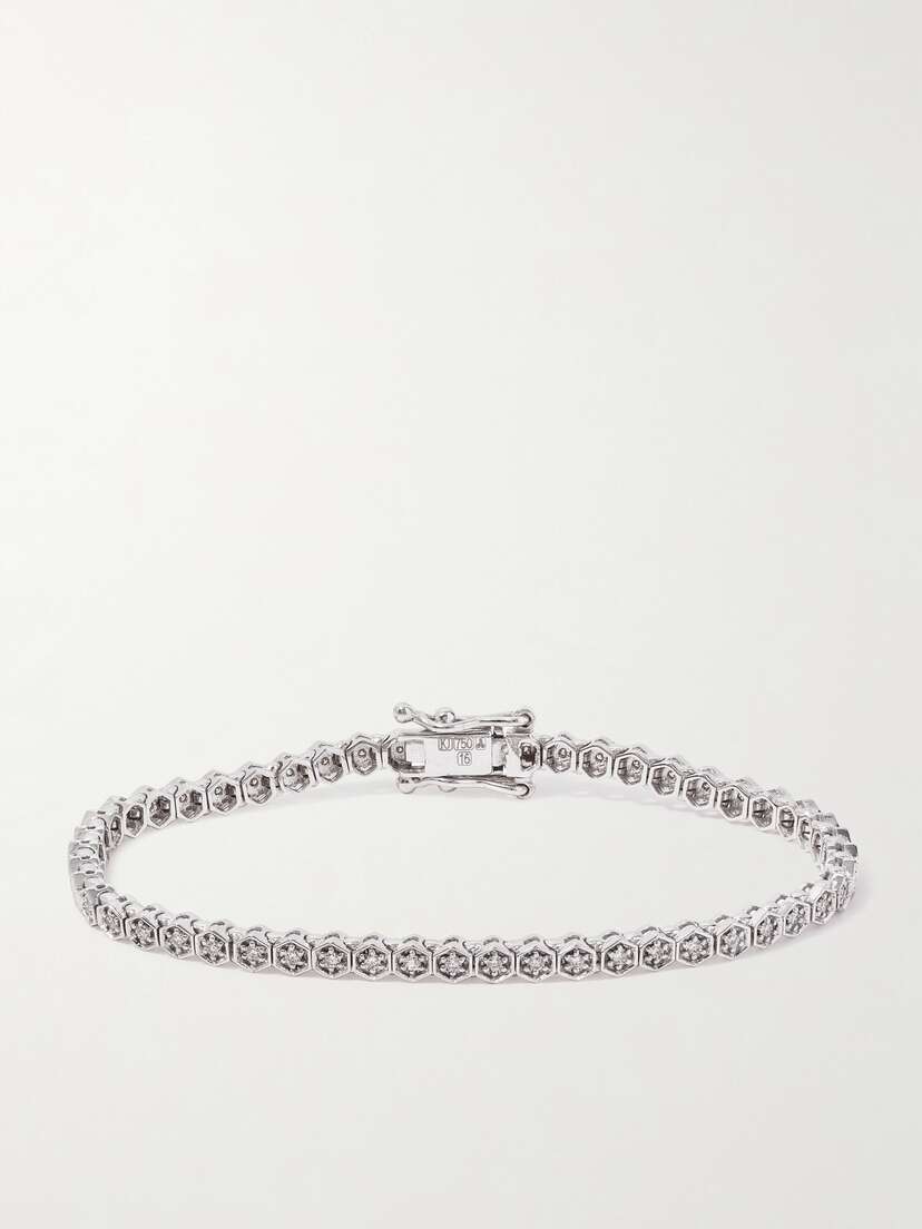 KOLOURS JEWELRY Hexagon Small 18-karat White Gold Diamond Tennis Bracelet
