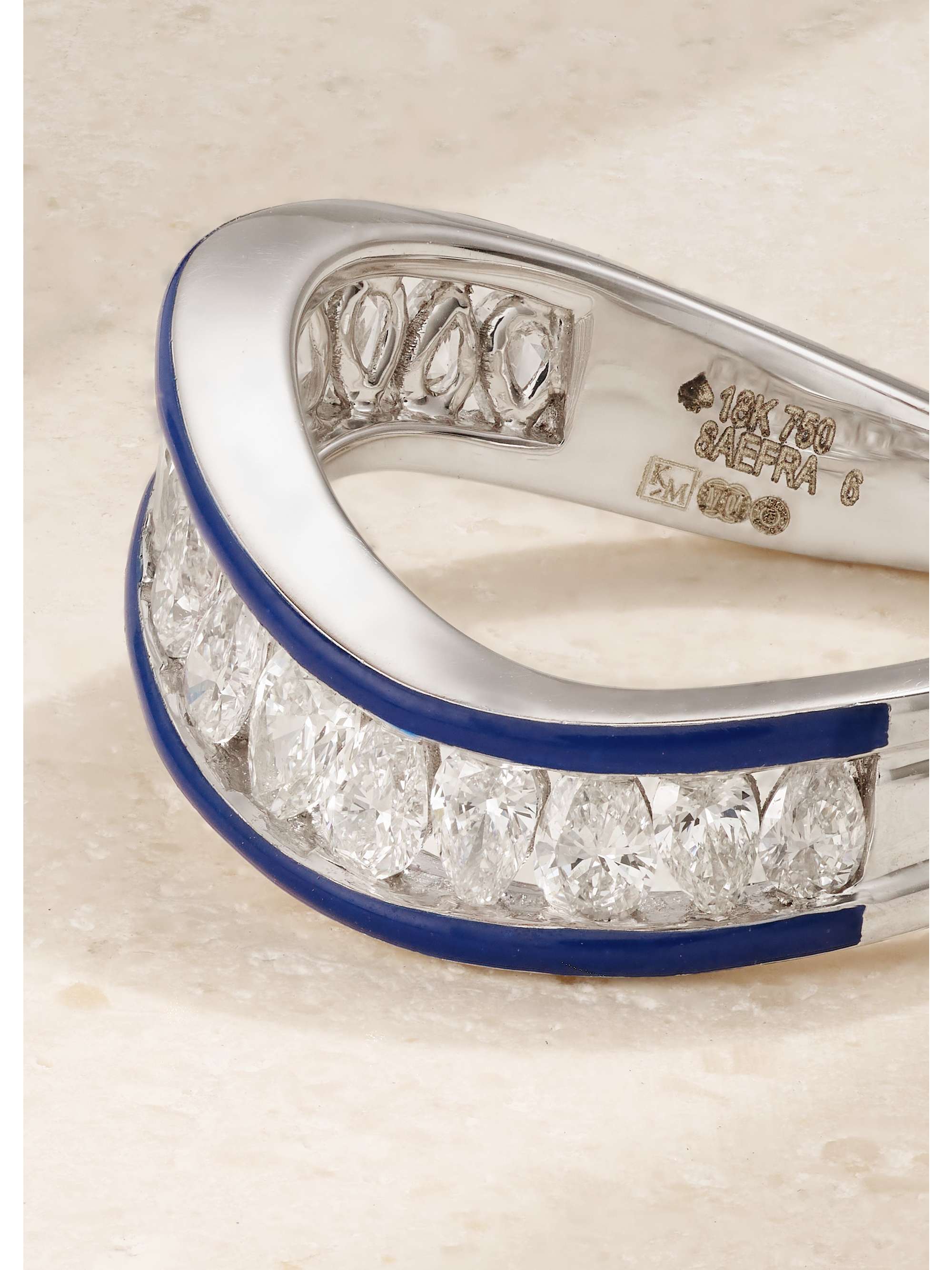 KAMYEN 18-karat white gold, enamel and diamond ring