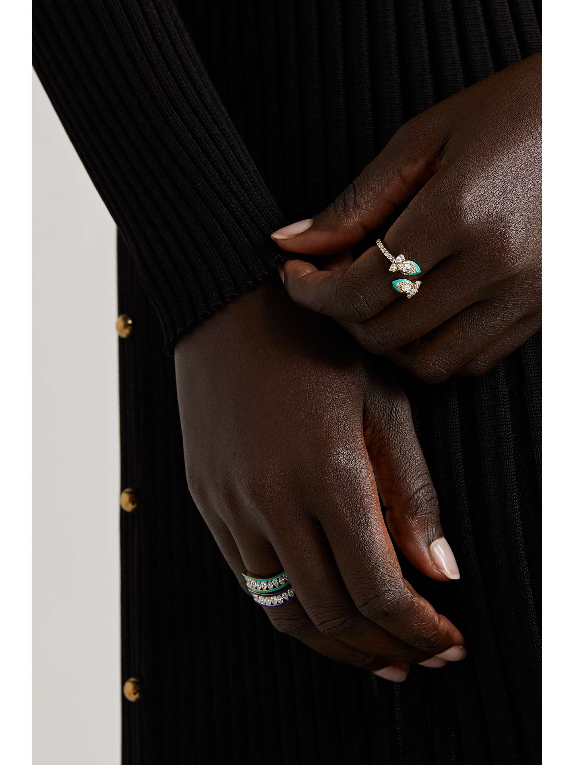 KAMYEN 18-karat gold, diamond and enamel ring