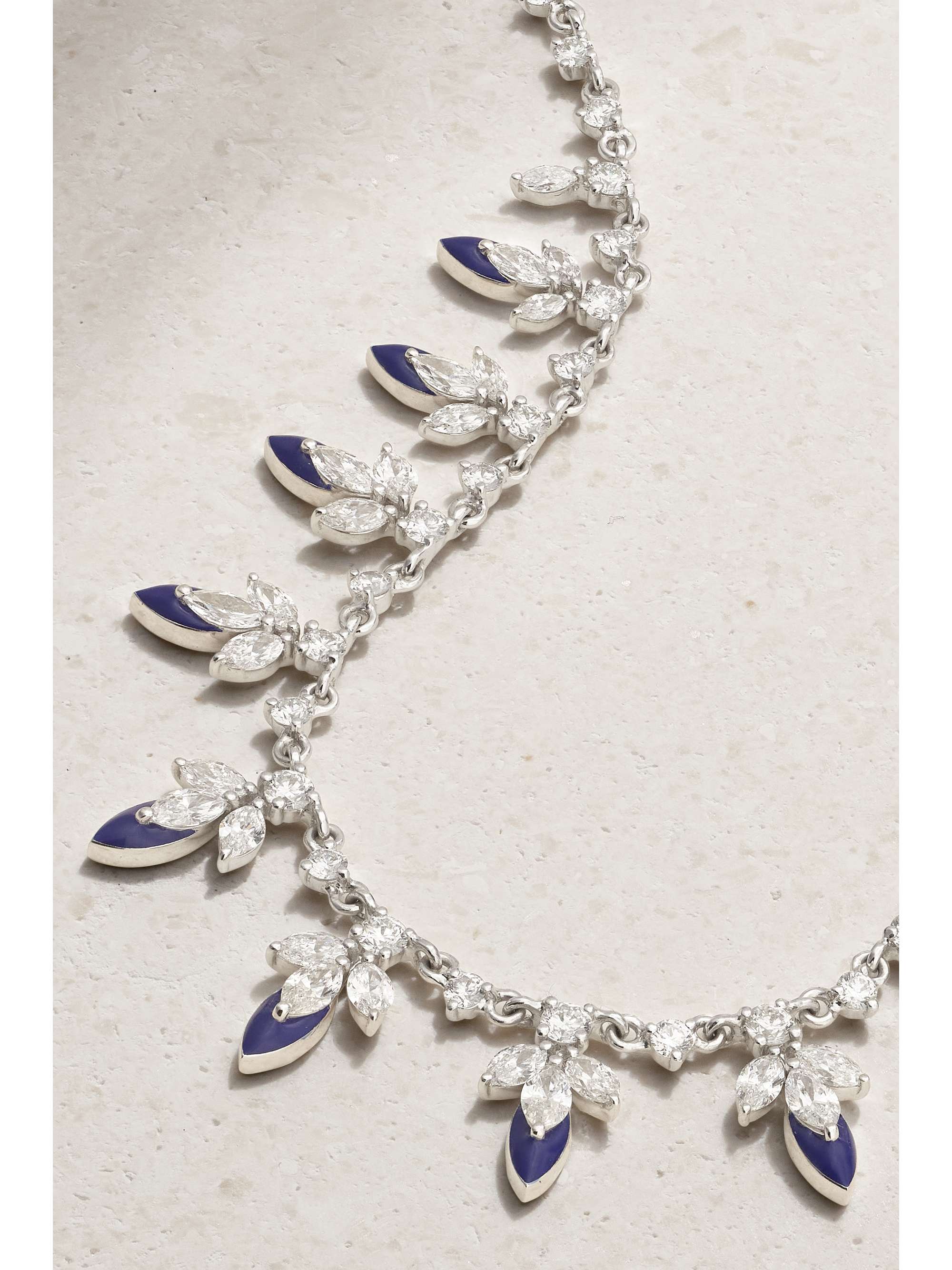KAMYEN The Leaf Choker aus 18 Karat Weißgold mit Emaille und Diamanten
