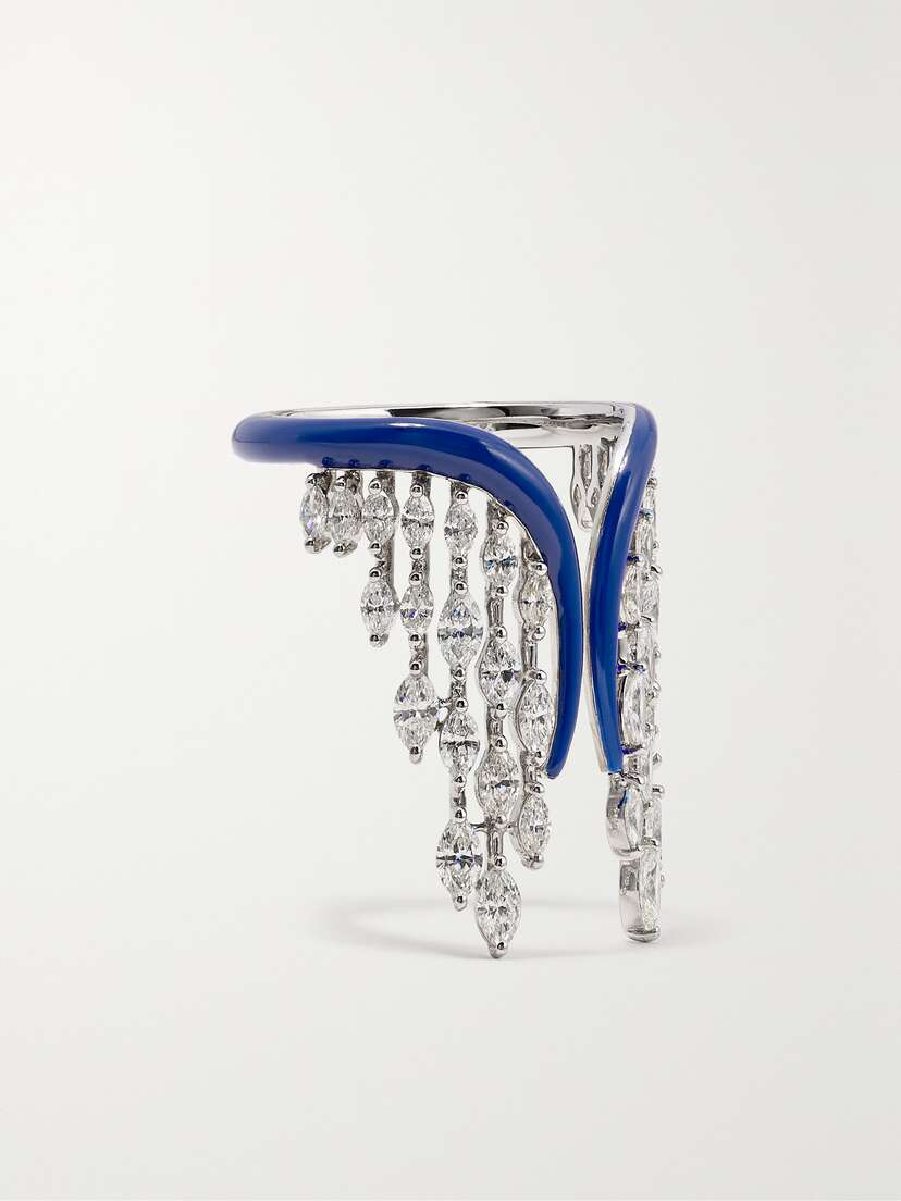 Kamyen 18-karat White Gold, Diamond And Enamel Ring