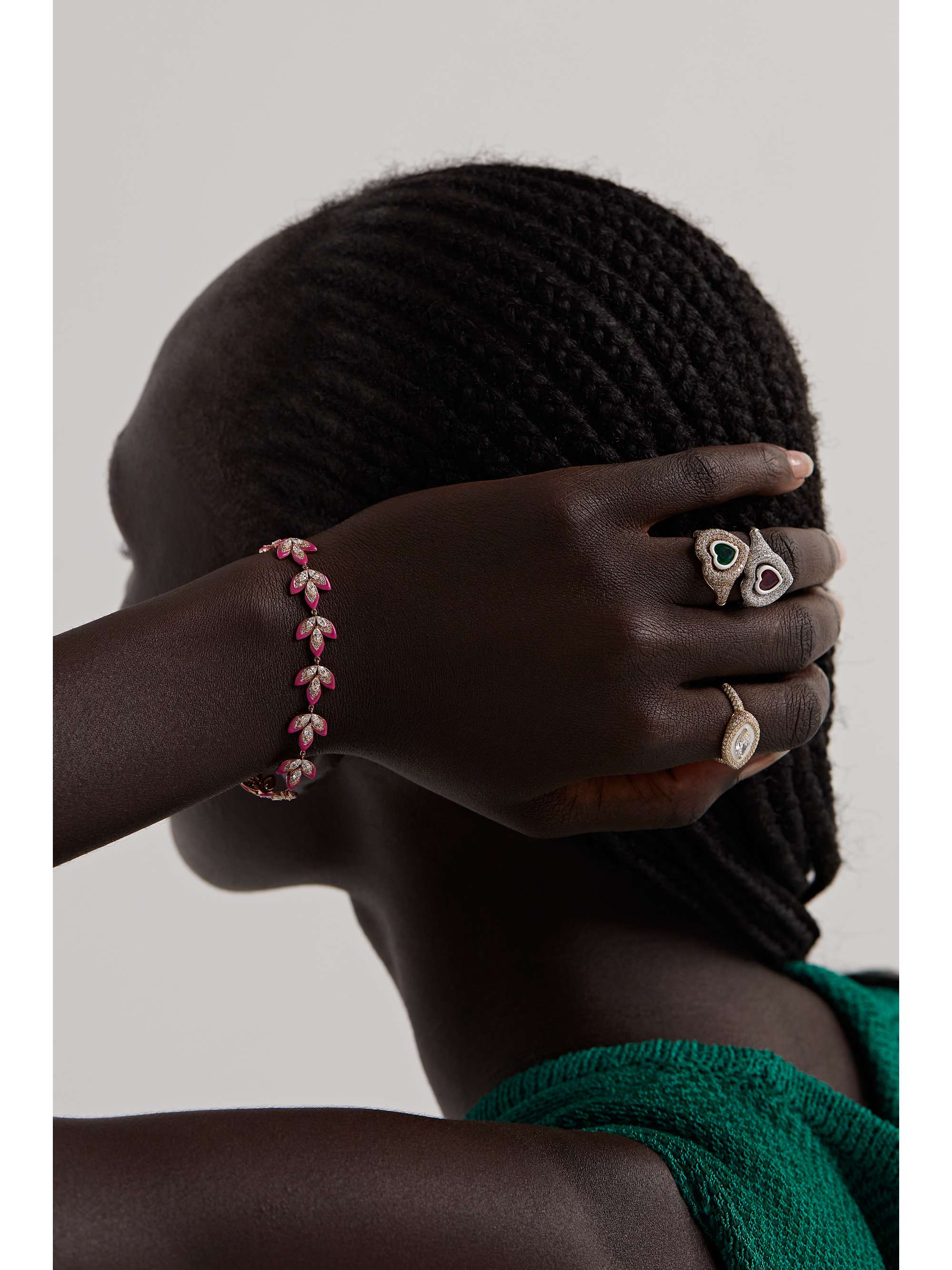 KAMYEN 18-karat rose gold, diamond and enamel bracelet
