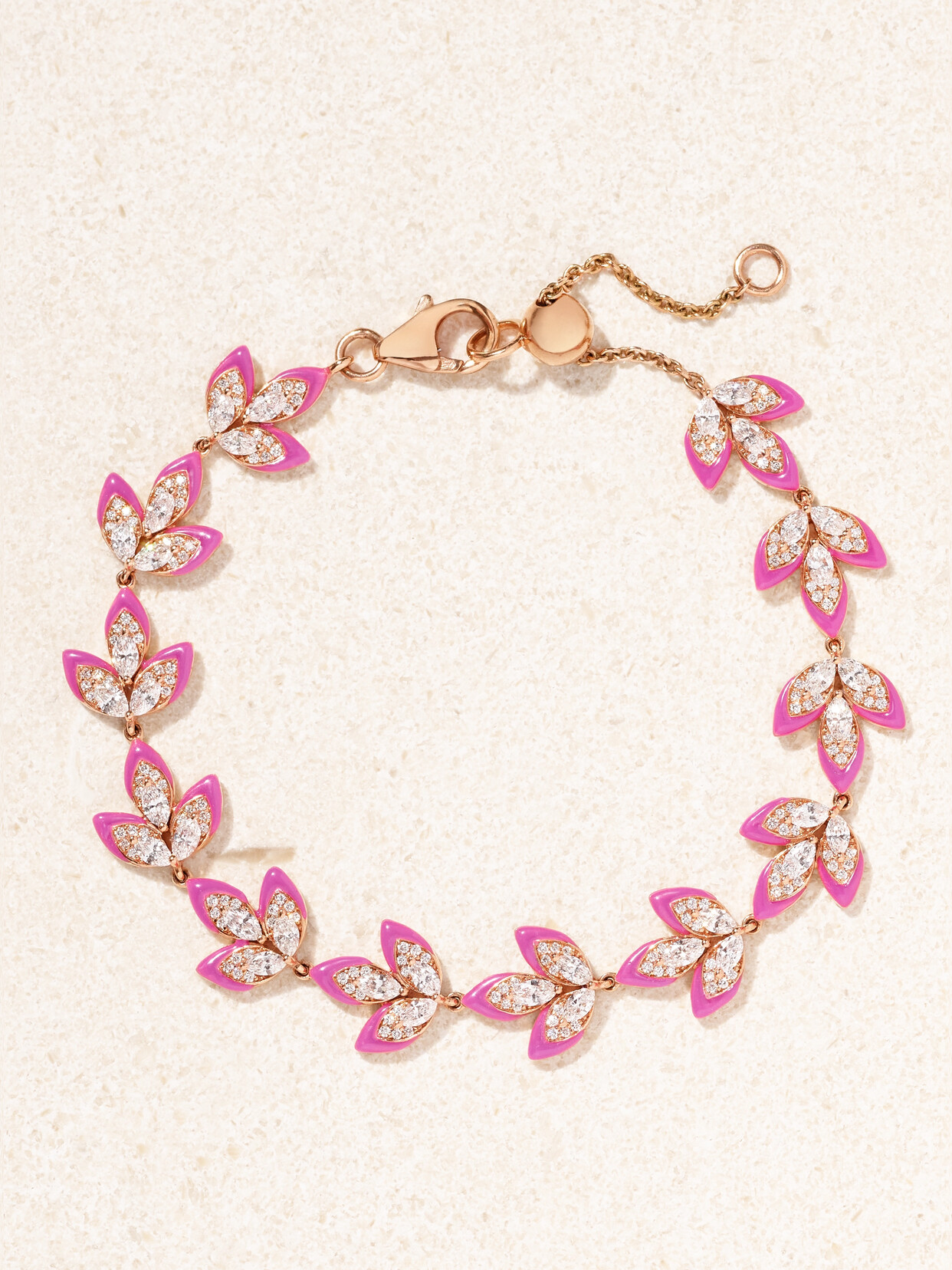 Kamyen 18-karat Rose Gold, Diamond And Enamel Bracelet In Pink