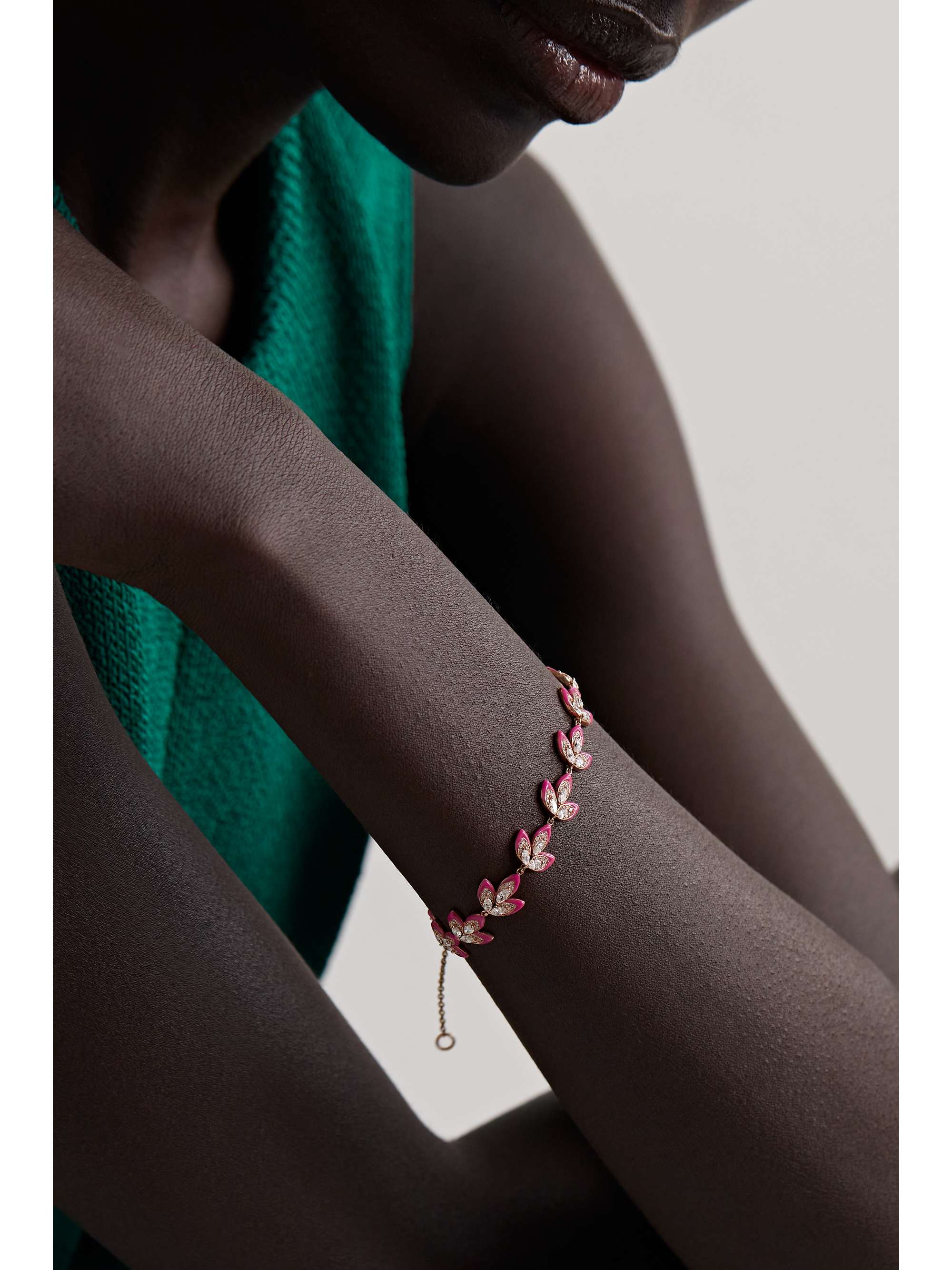 KAMYEN 18-karat rose gold, diamond and enamel bracelet