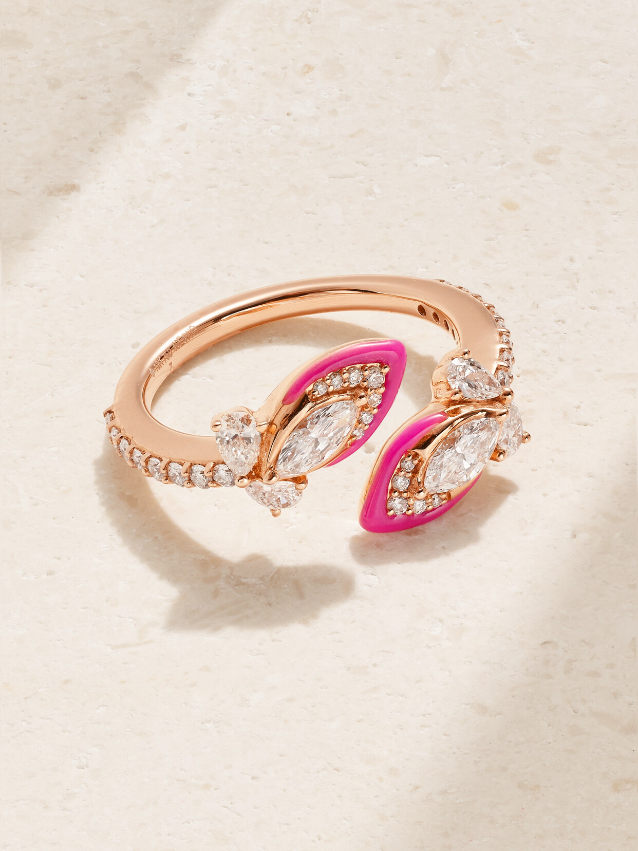 Kamyen 18-karat Rose Gold, Diamond And Enamel Ring