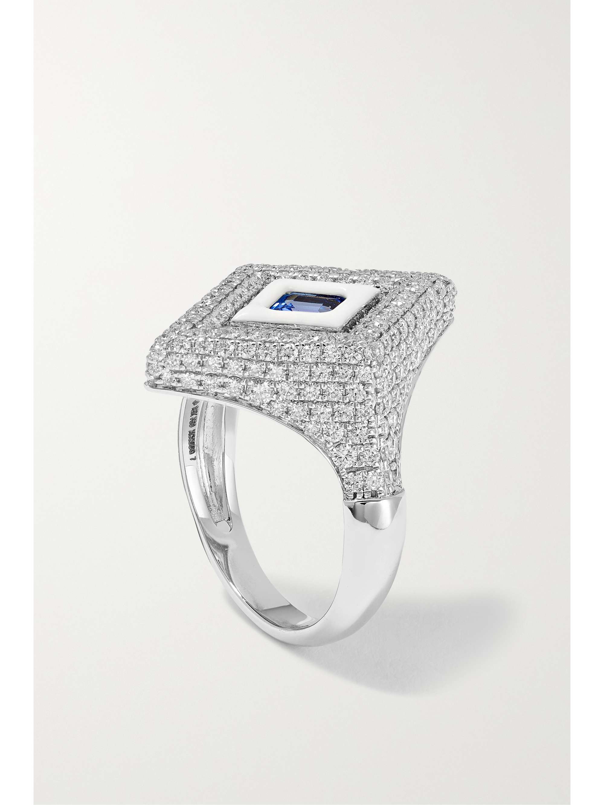 KAMYEN 18-karat white gold, enamel, diamond and tanzanite ring