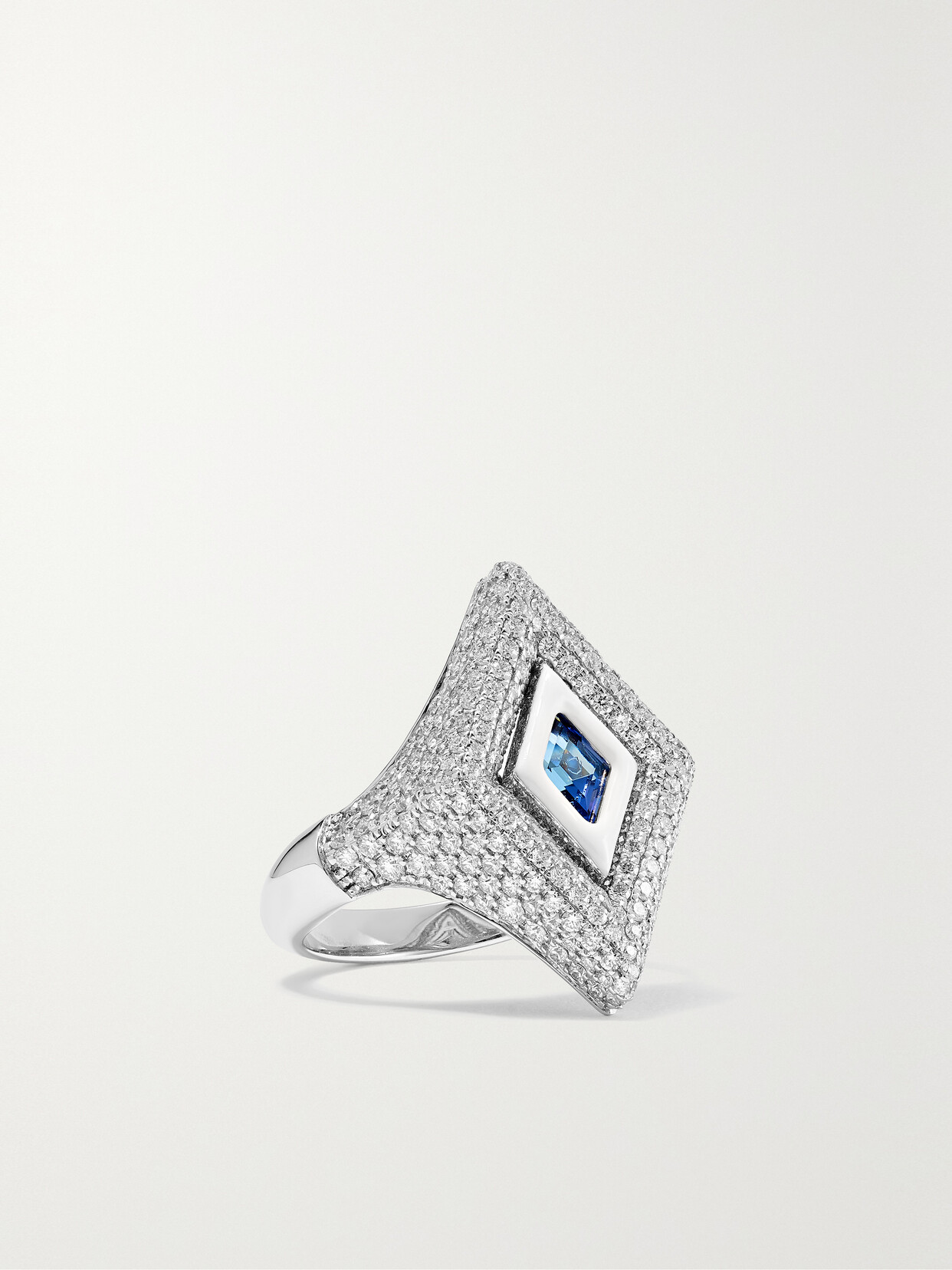 Kamyen - 18-karat White Gold, Enamel, Diamond And Tanzanite Ring - 8