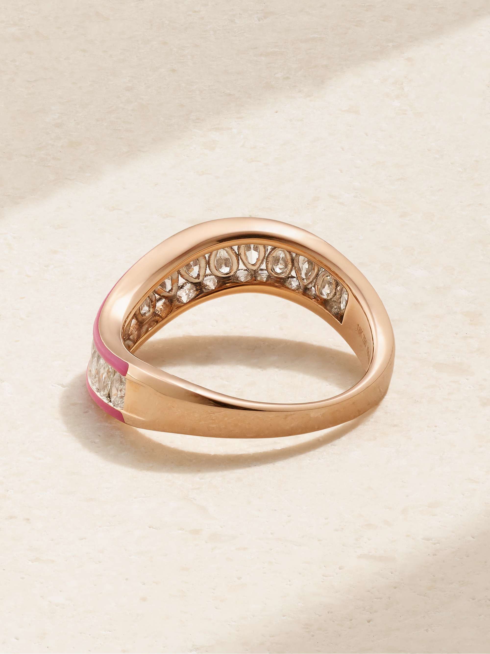 KAMYEN 18-karat rose gold, enamel and diamond ring