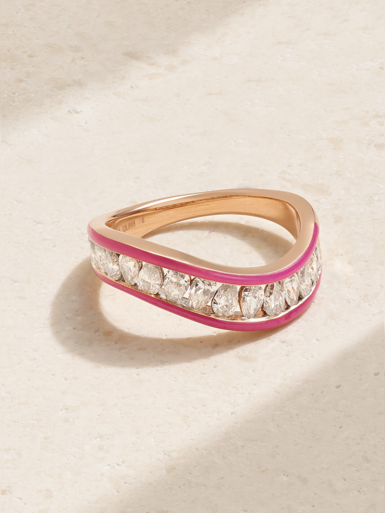 Kamyen 18-karat Rose Gold, Enamel And Diamond Ring