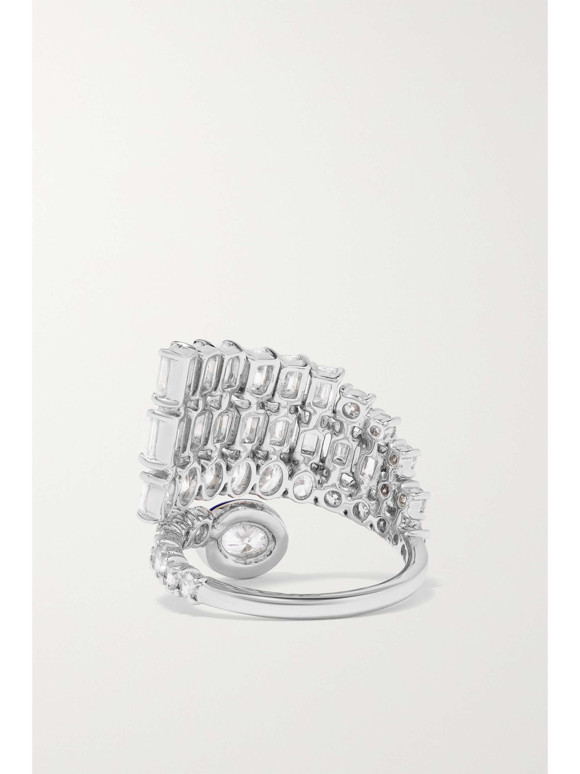 KAMYEN 18-karat white gold, diamond and enamel ring